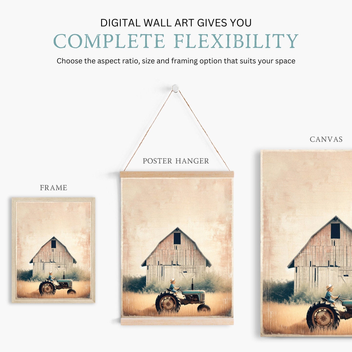 Tractor Nursery Print, Farmhouse Wall Decor, Boys Room Art - WildfieldPrints