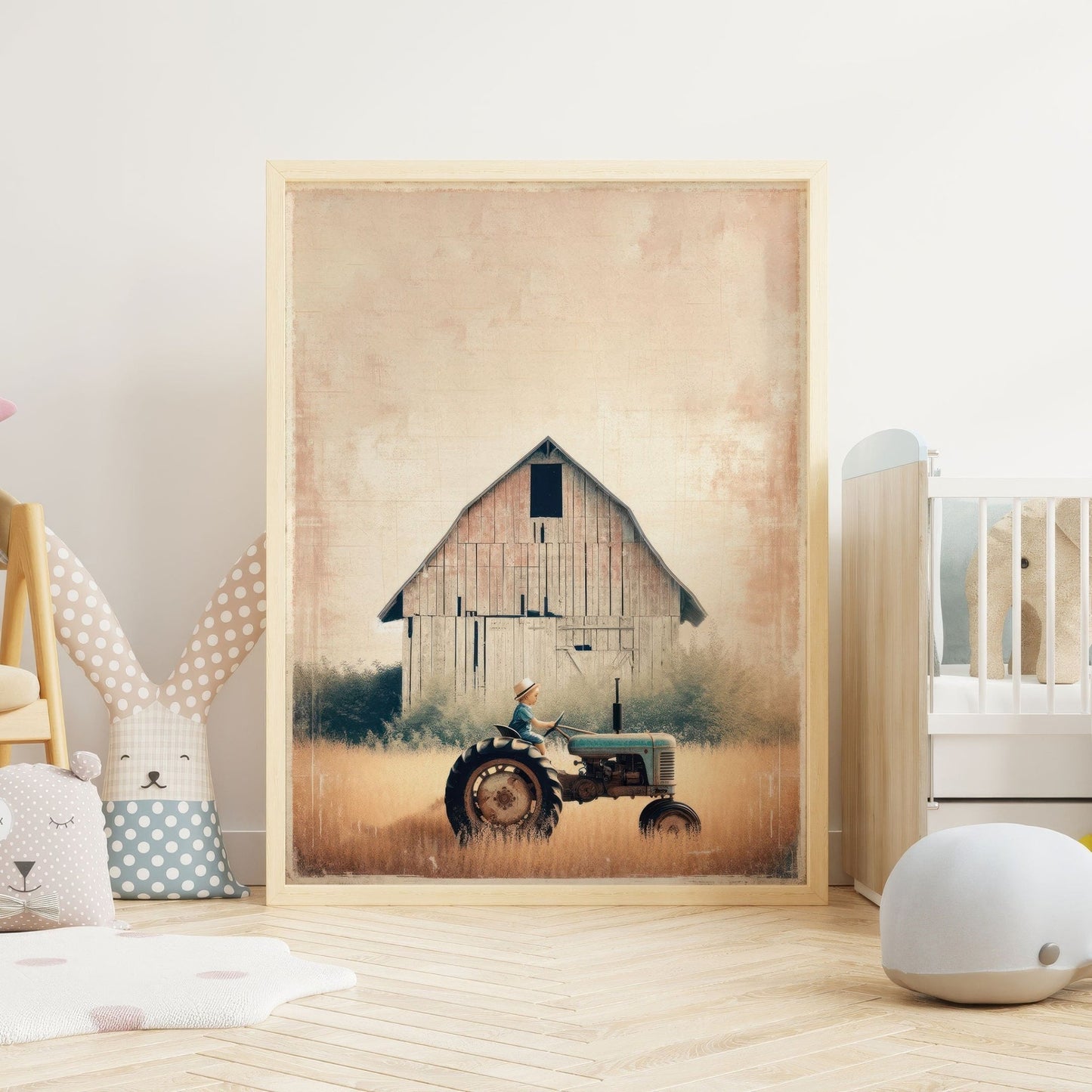Tractor Nursery Print, Farmhouse Wall Decor, Boys Room Art - WildfieldPrints