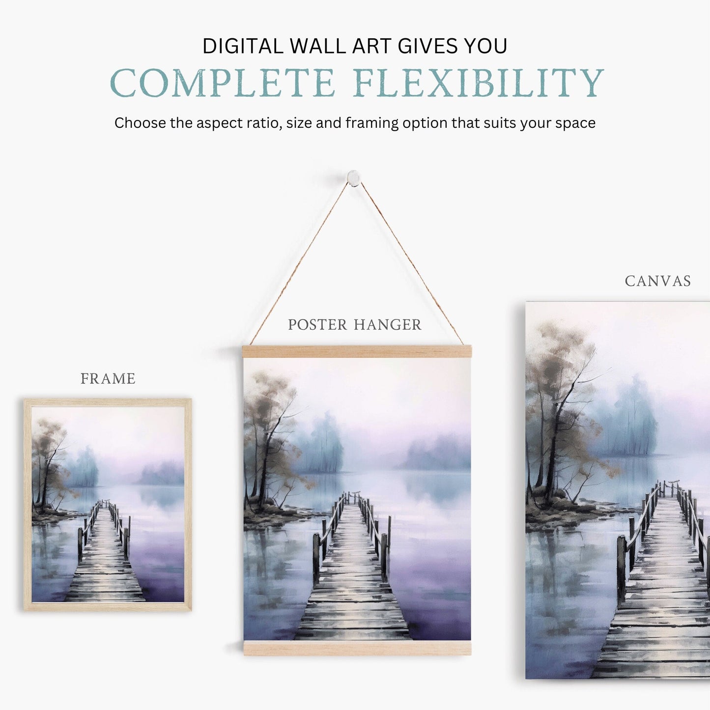 Tranquil Lake Watercolor Wall Art, Serene Home Decor - WildfieldPrints