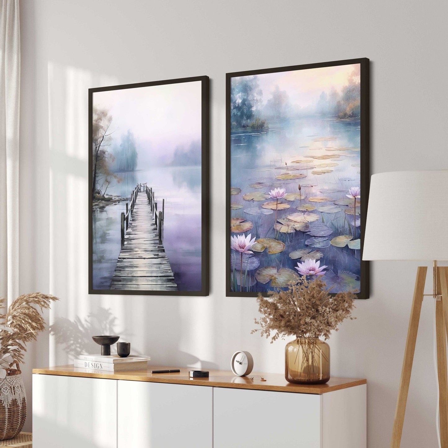 Tranquil Lake Watercolor Wall Art, Serene Home Decor - WildfieldPrints