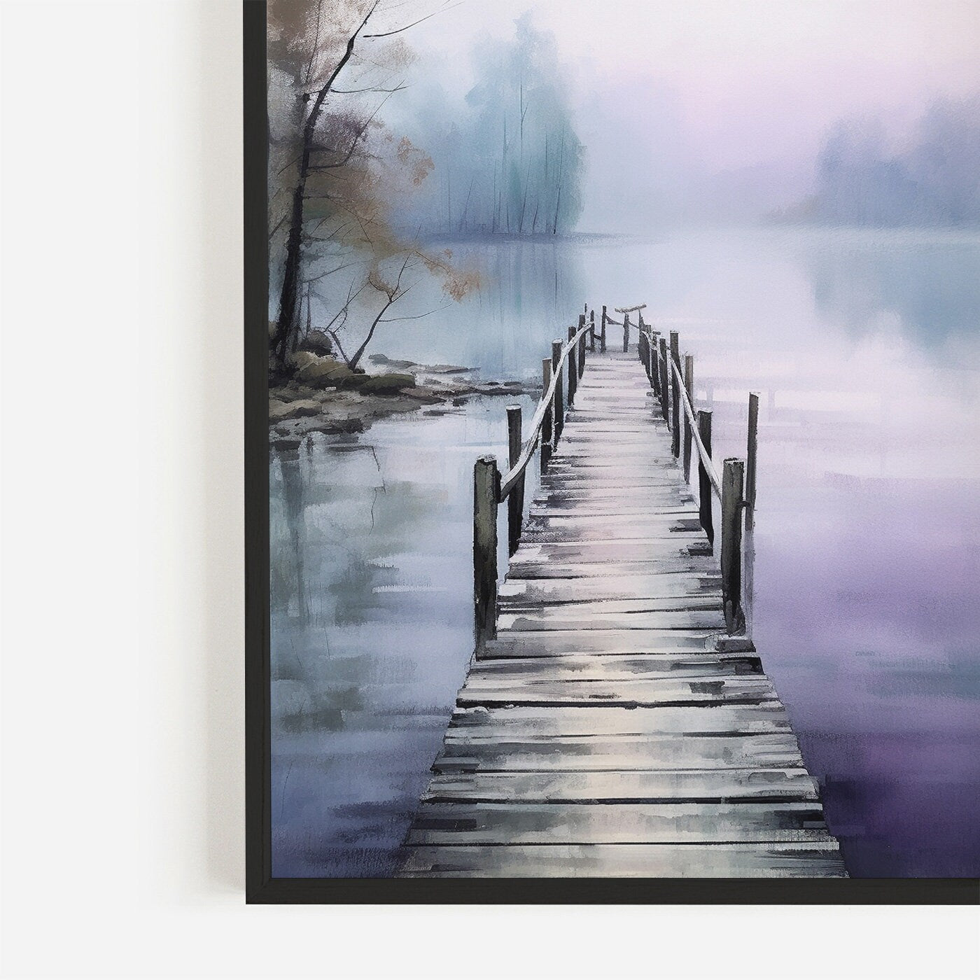 Tranquil Lake Watercolor Wall Art, Serene Home Decor - WildfieldPrints