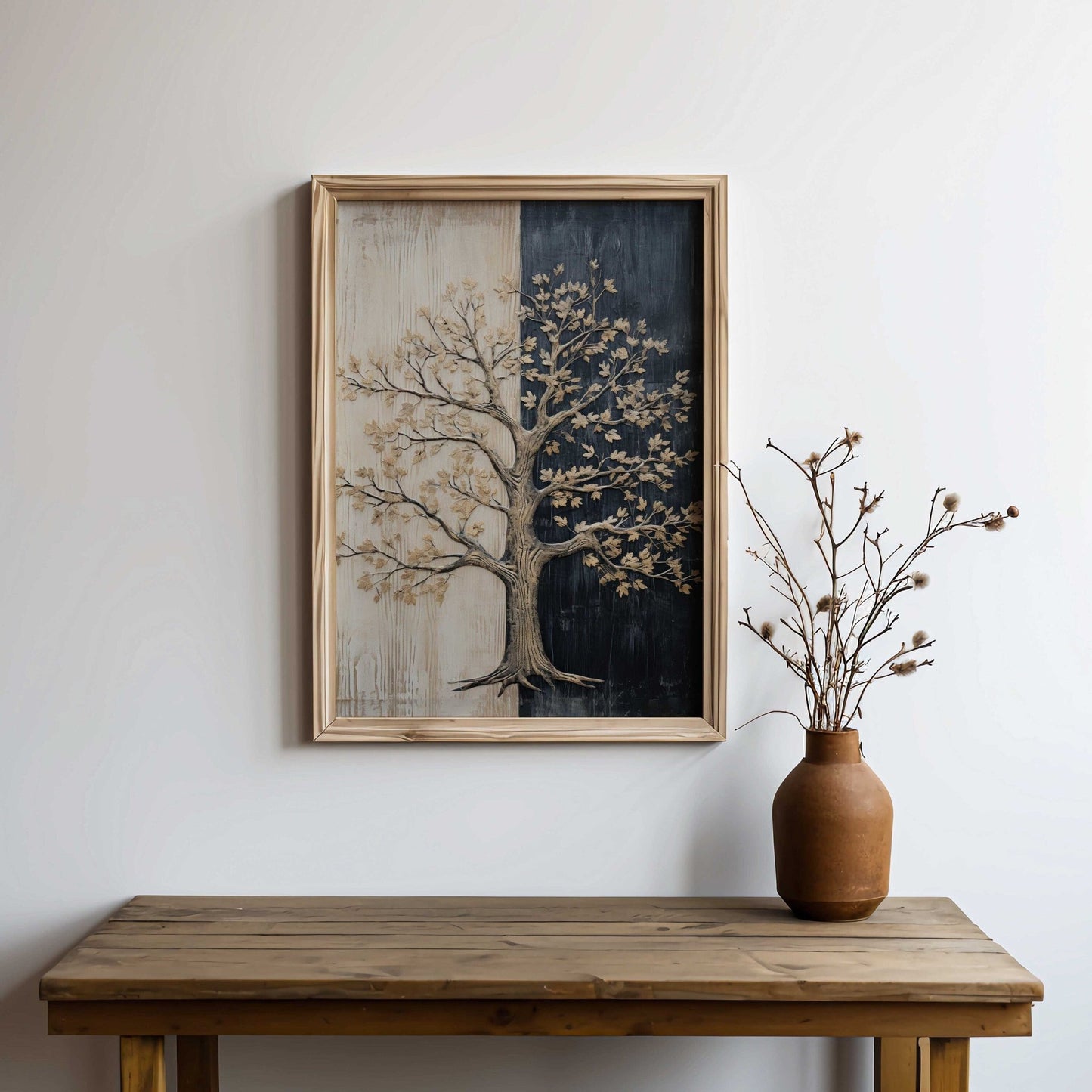 Tree Wall Art, Rustic Nature Decor, Abstract Painting - WildfieldPrints