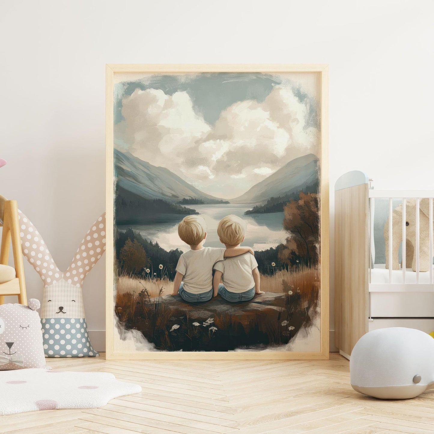 Twin Boy Nursery Decor, Adventure Wall Art for Bedroom, Brother Painting - WildfieldPrints