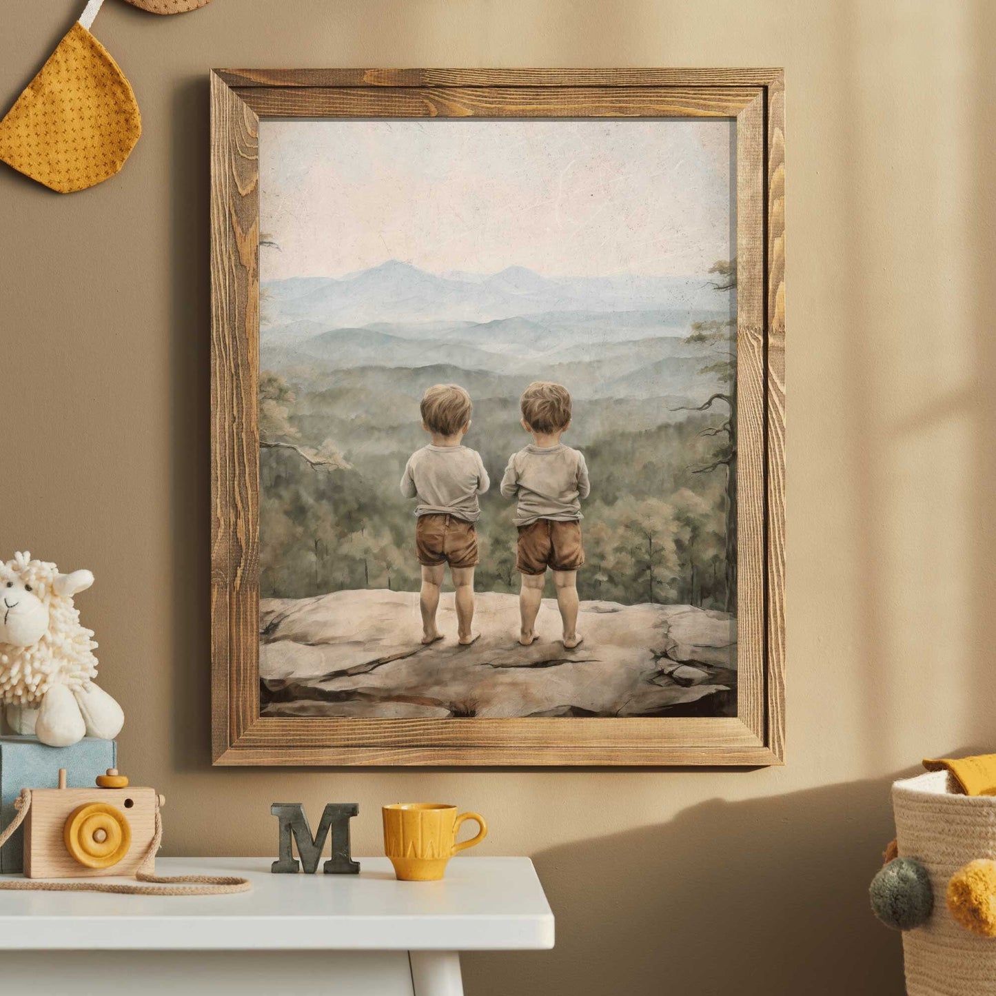 Twin Boys Wall Art, Adventure Nursery Decor, Brothers Print - WildfieldPrints