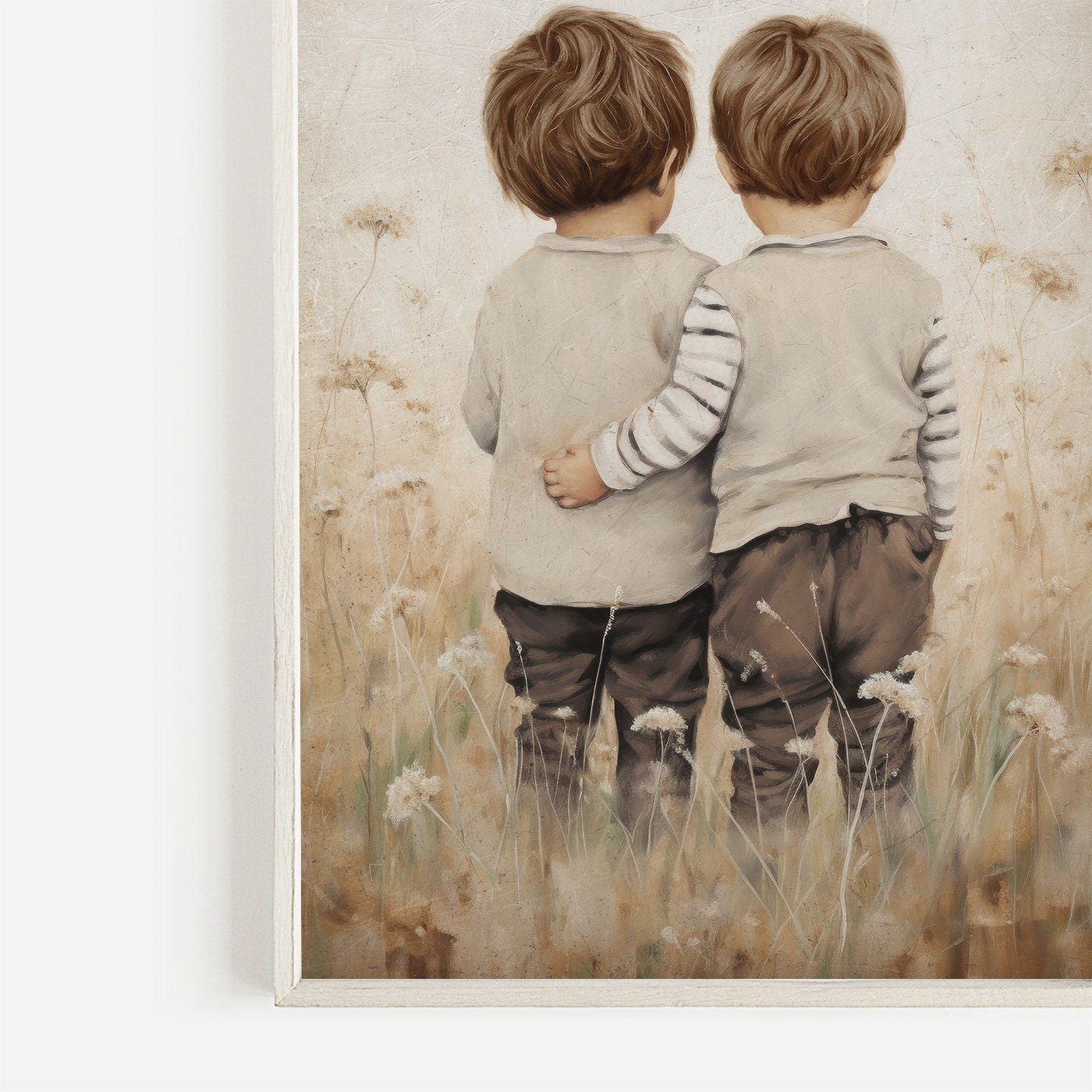 Twin Brothers Wall Art, Rustic Boys Room Decor, Whimsical Prints - WildfieldPrints