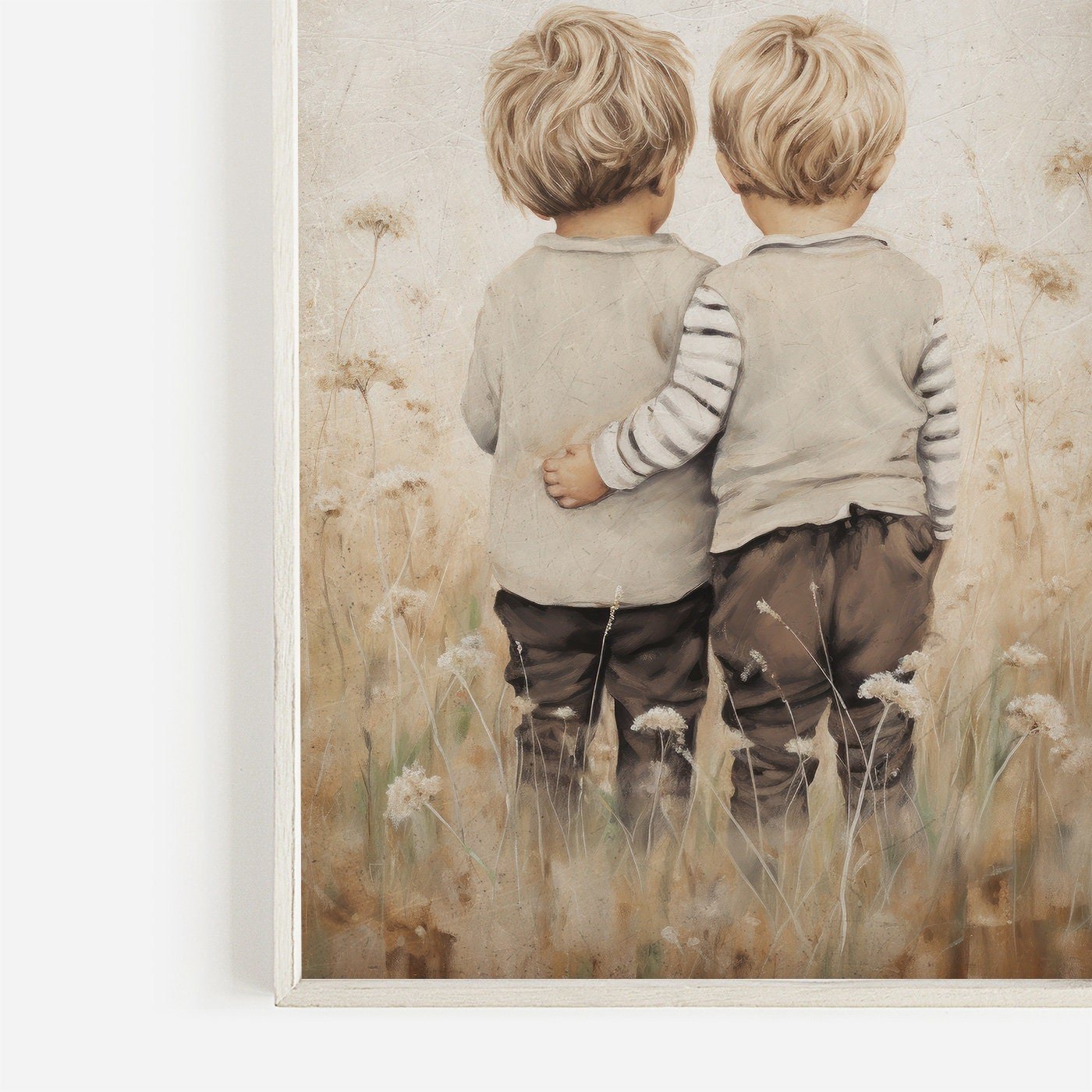 Twin Brothers Wall Art, Rustic Boys Room Decor, Whimsical Prints - WildfieldPrints