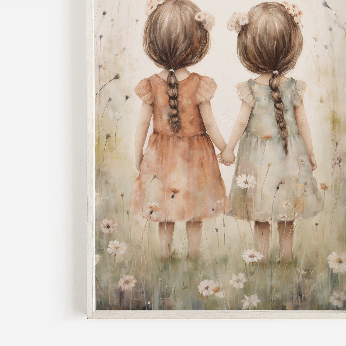 Twin Sisters Wall Art, Vintage Floral Decor, Friendship Room Print - WildfieldPrints