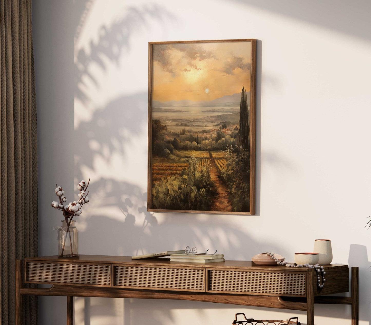 Vineyard Landscape Art, Mediterranean Style Decor, Rustic Nature Print - WildfieldPrints