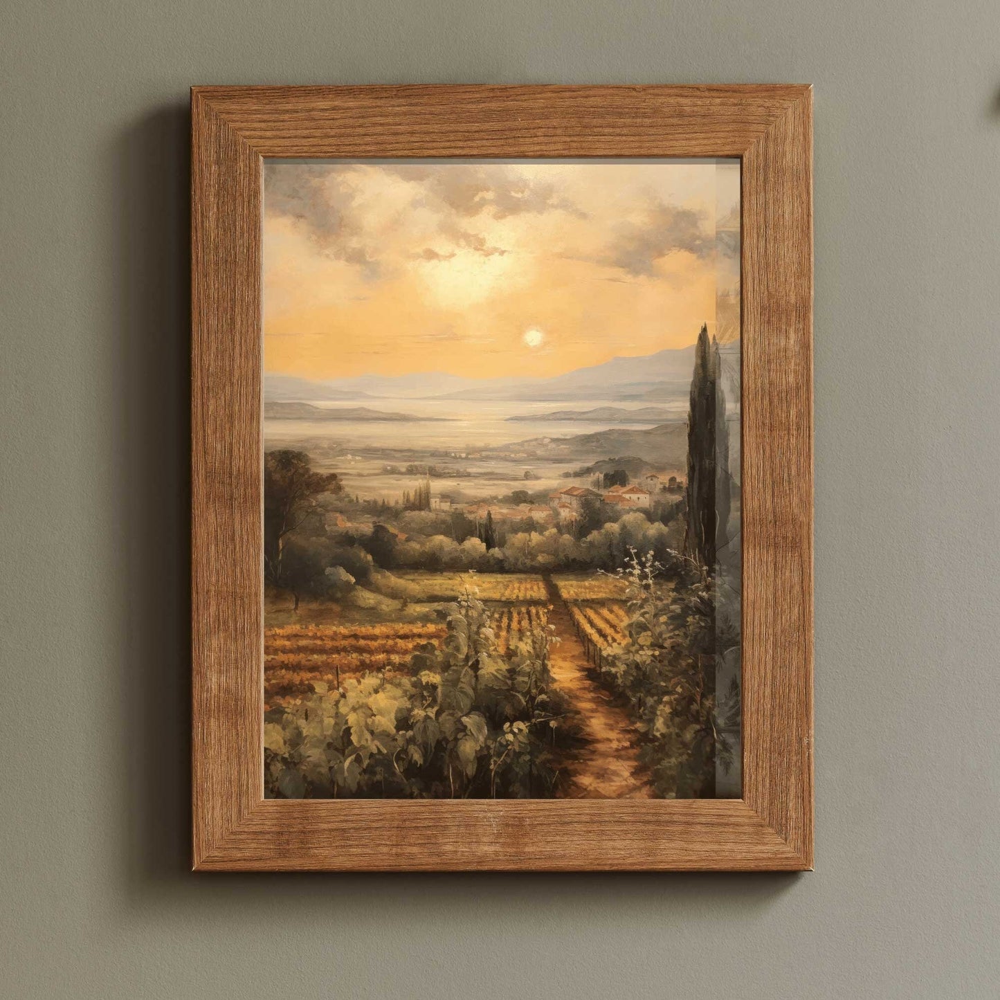 Vineyard Landscape Art, Mediterranean Style Decor, Rustic Nature Print - WildfieldPrints