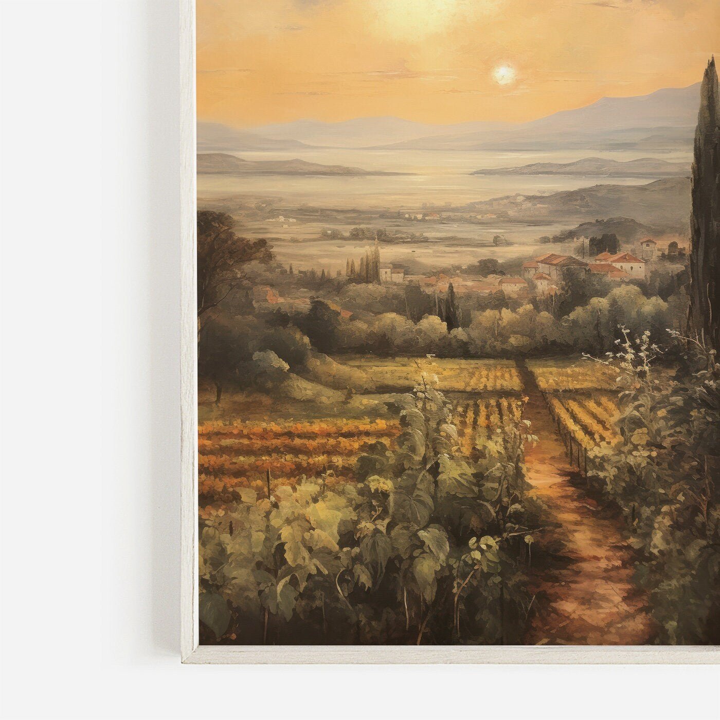 Vineyard Landscape Art, Mediterranean Style Decor, Rustic Nature Print - WildfieldPrints