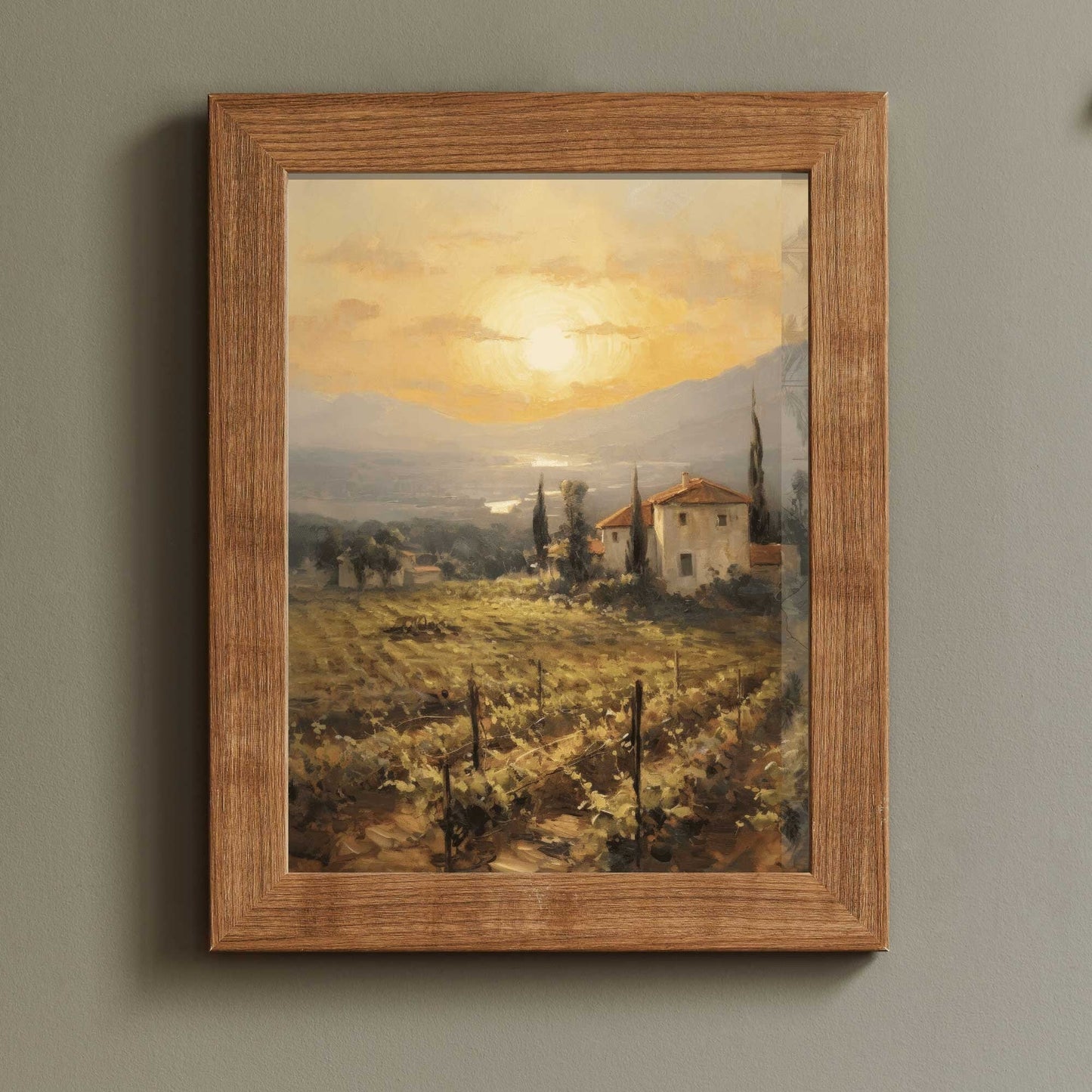 Vineyard Painting, Mediterranean Wall Art, Tuscany Landscape Print - WildfieldPrints