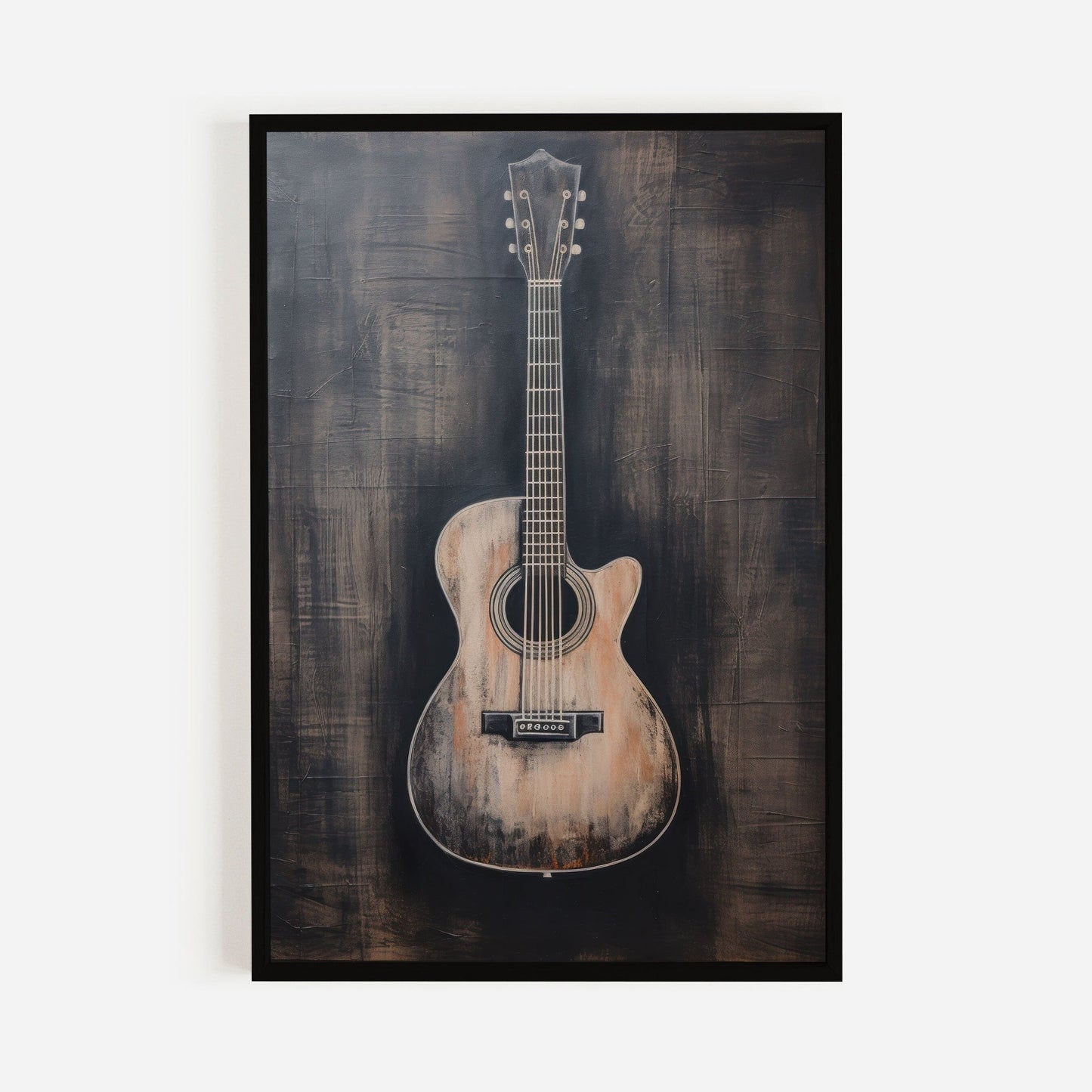 Vintage Acoustic Guitar Wall Art, Rustic Wood Decor, Instant Download - WildfieldPrints