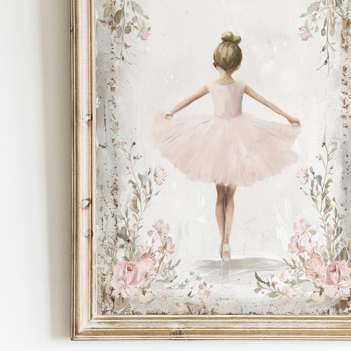 Vintage Ballerina Nursery Decor, Little Girl Ballerina Painting Girl Room, Pink Floral Nursery, Ballet Dancer, PRINTABLE Ballerina Girl Art - My Store