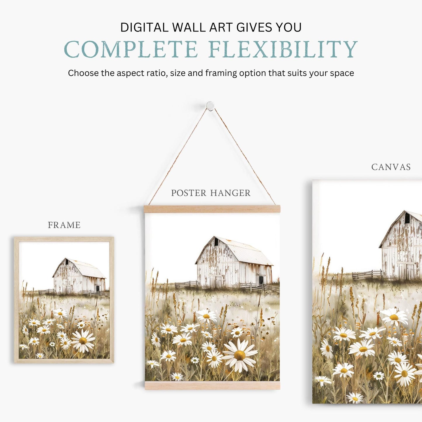 Vintage Barn Print, Rustic Farmhouse Art, Countryside Wall Decor - WildfieldPrints