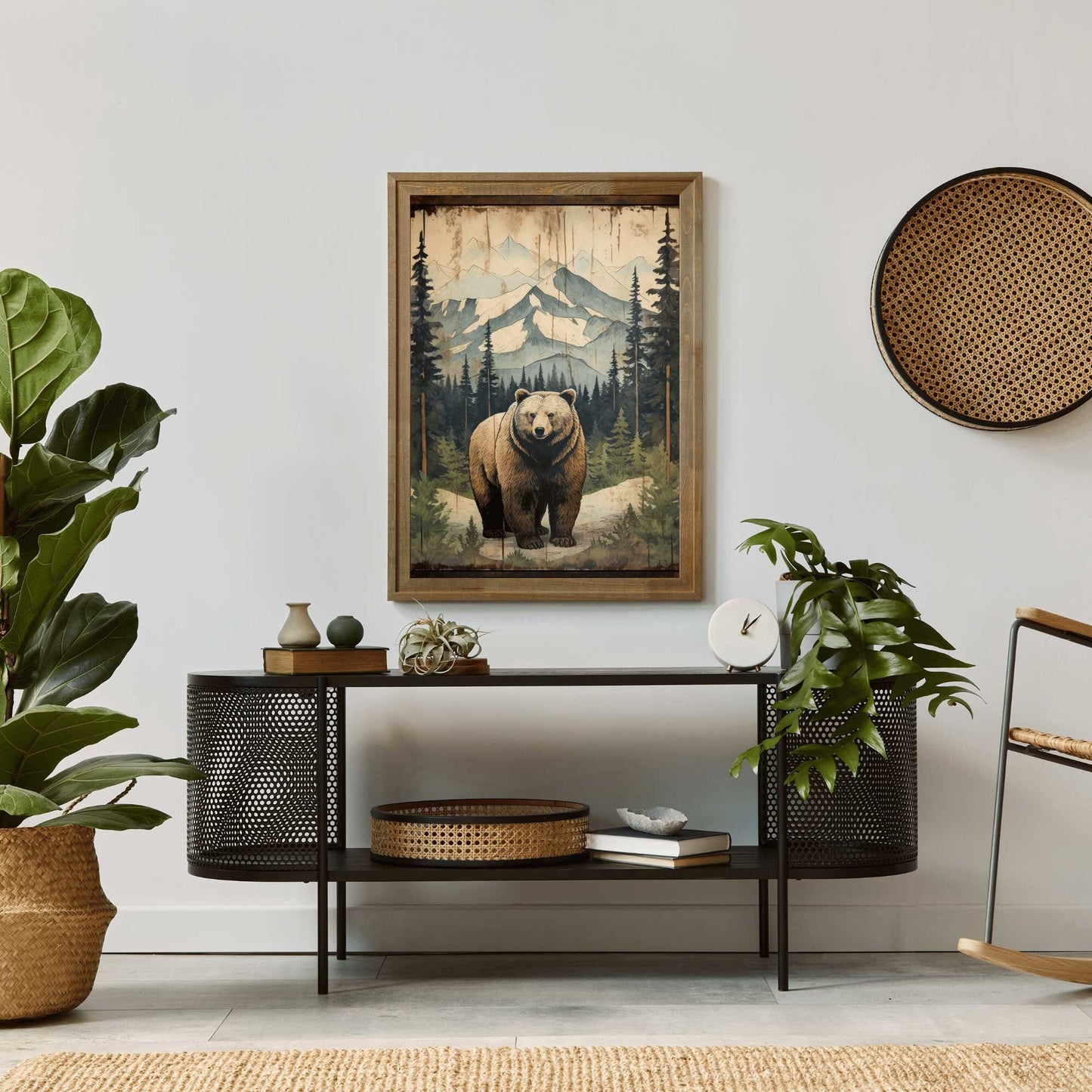 Vintage Bear Wall Art, Forest Animal Decor, Rustic Nature Artwork - WildfieldPrints