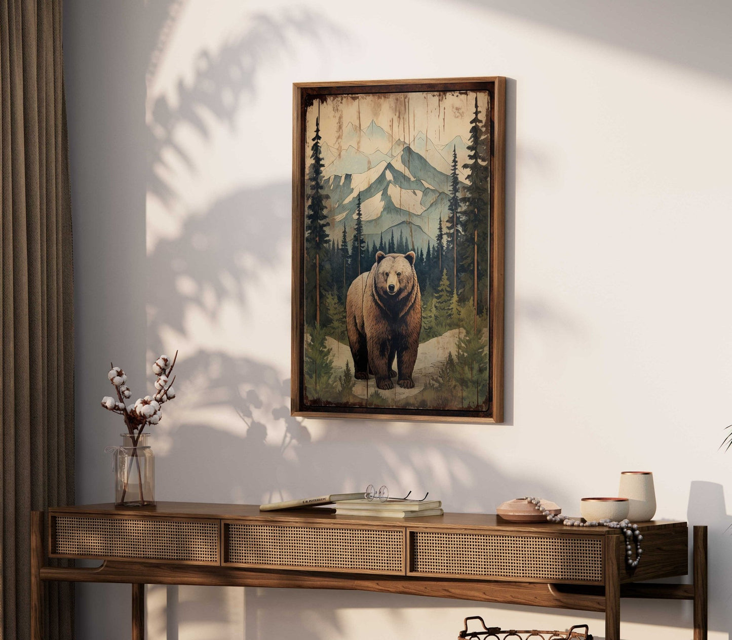 Vintage Bear Wall Art, Forest Animal Decor, Rustic Nature Artwork - WildfieldPrints