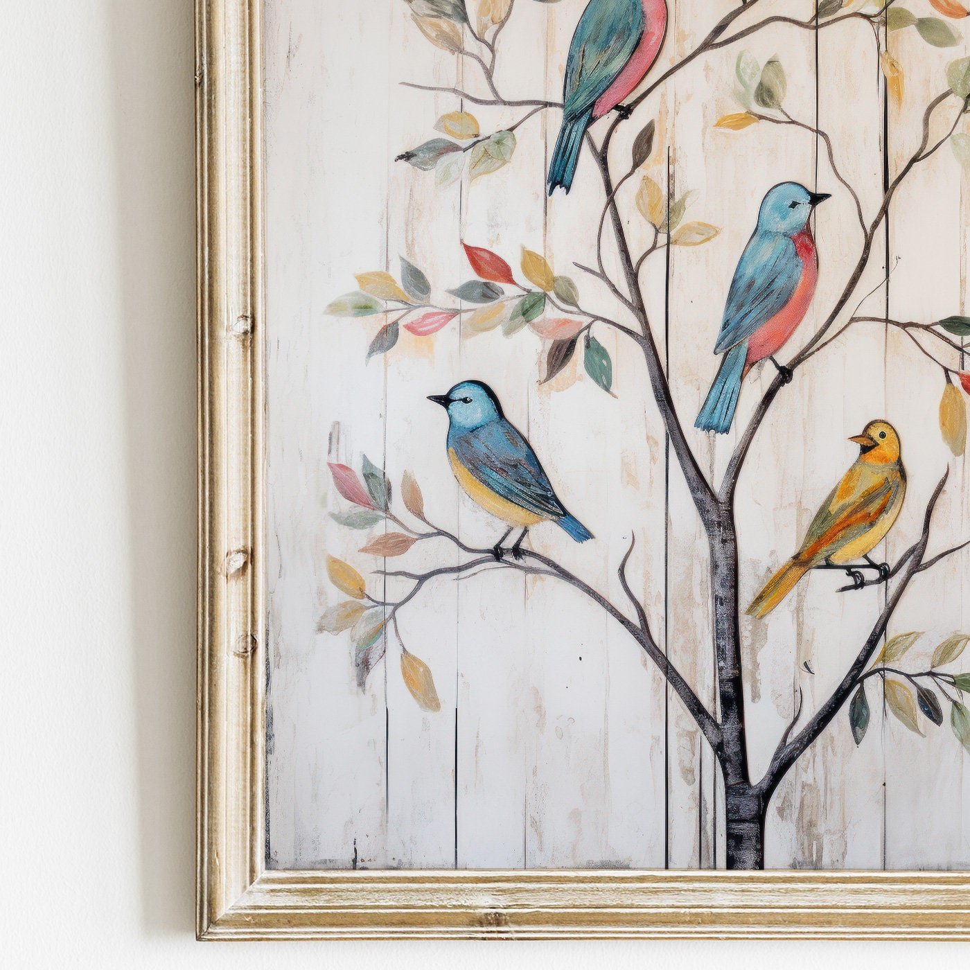 Vintage Birds Wall Art, Rustic Home Decor, Tree Print Design - WildfieldPrints