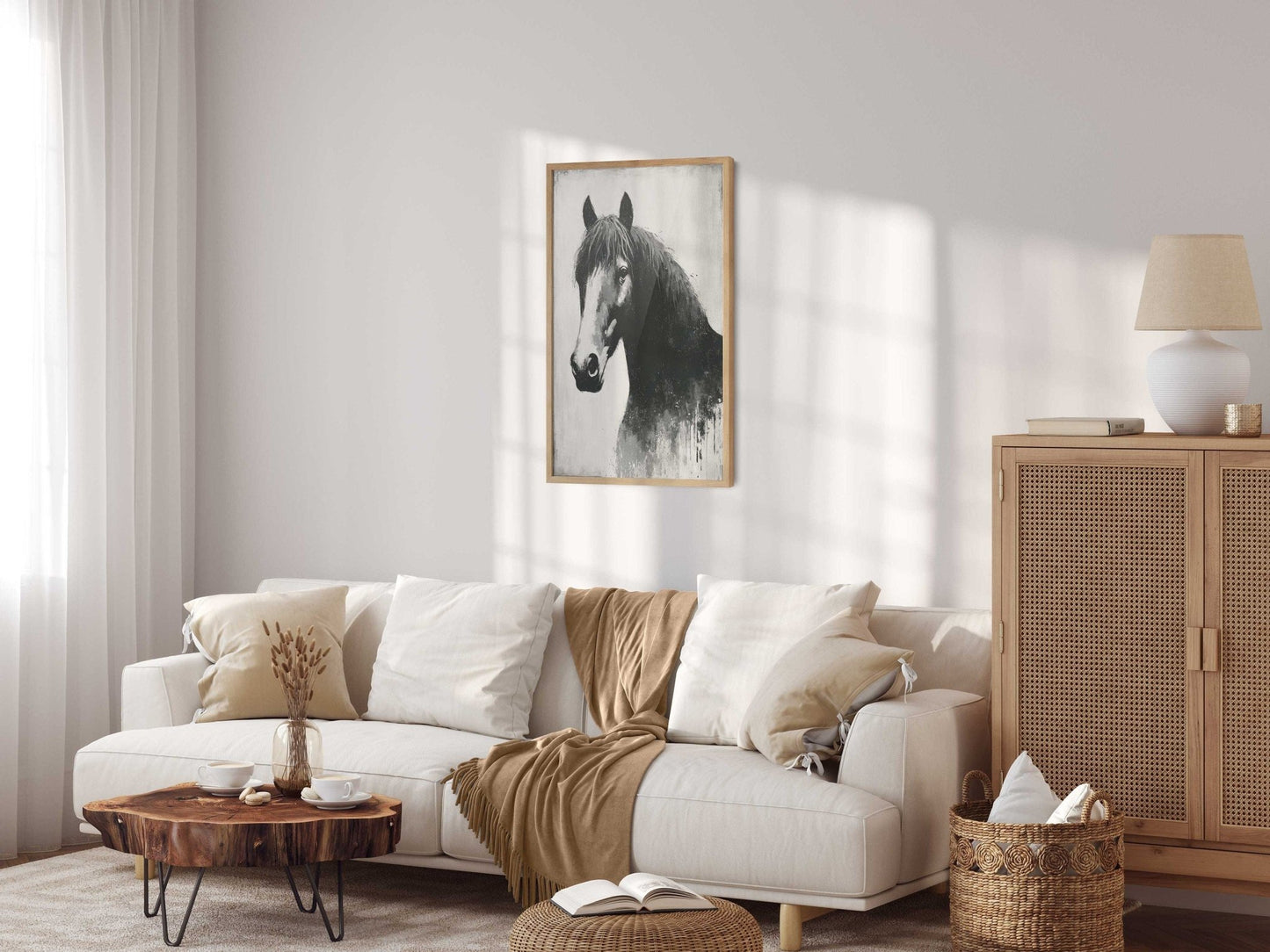 Vintage Black Horse Print, Equestrian Wall Art, Rustic Farmhouse Decor - WildfieldPrints