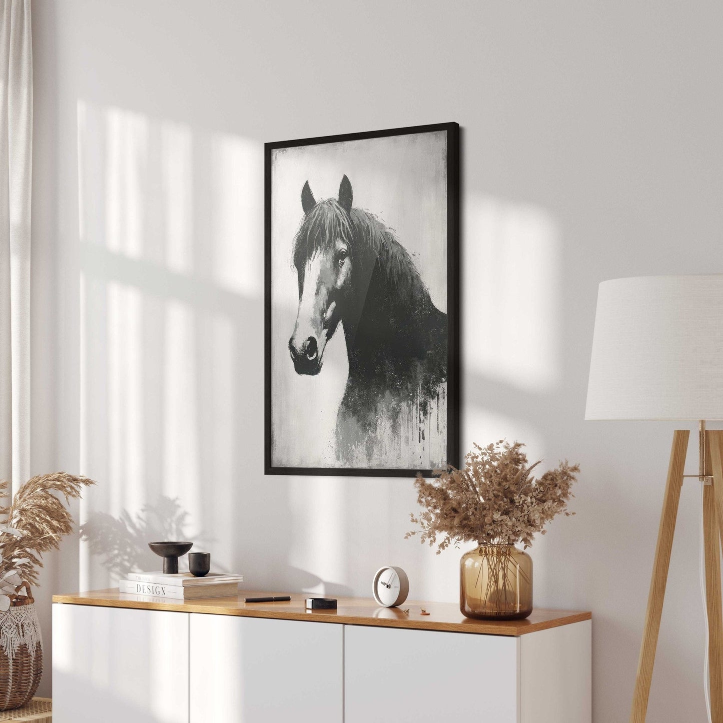 Vintage Black Horse Print, Equestrian Wall Art, Rustic Farmhouse Decor - WildfieldPrints