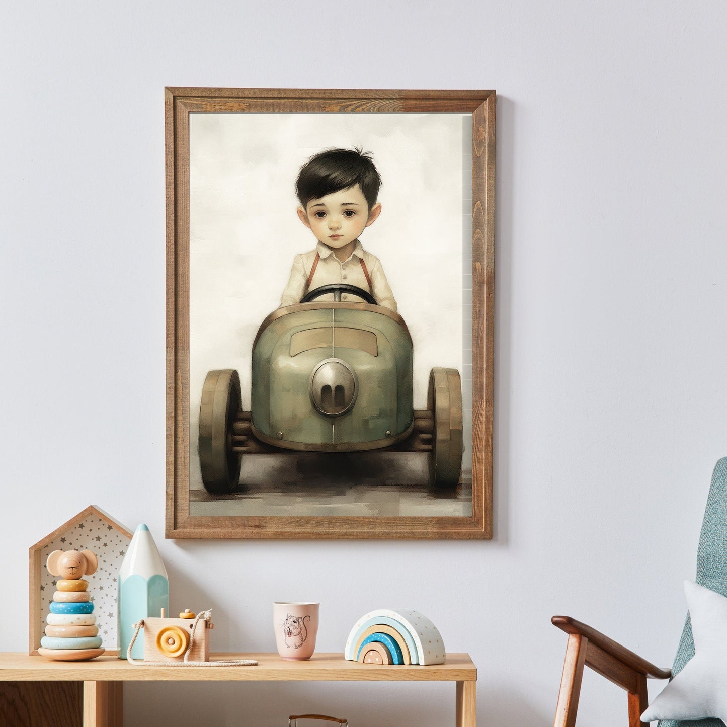 Vintage Boys Room Print, Car Nursery Decor, Unique Racing Vehicle Art - WildfieldPrints