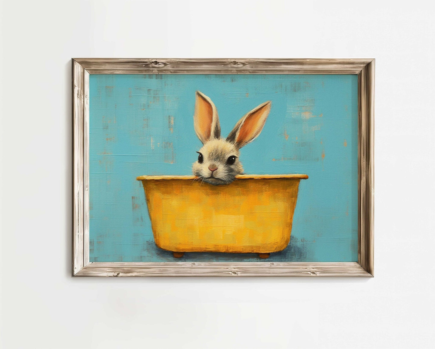 Vintage Bunny Bath Tub Nursery Wall Art, Cute Animal Decor for Kids - WildfieldPrints