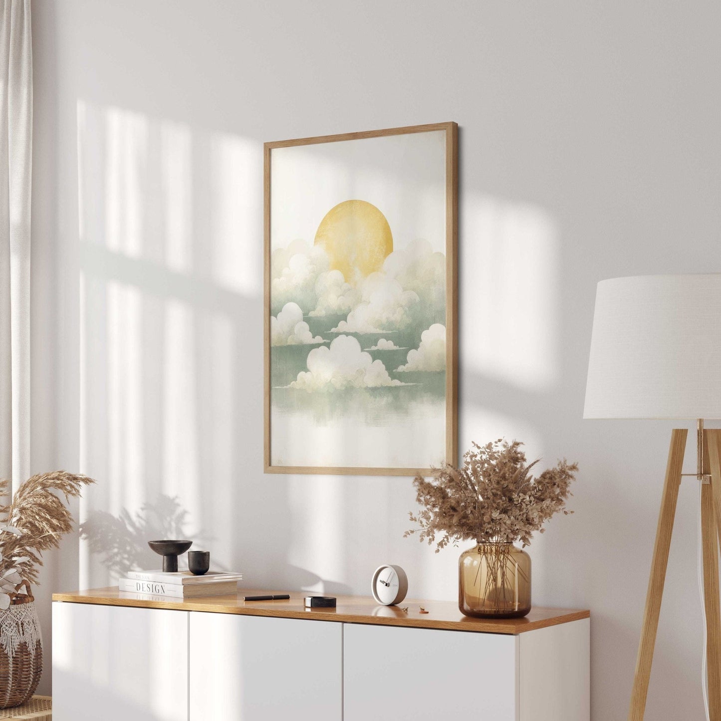 Vintage Cloud Print, Sunset Wall Decor, Rustic Home Accent - WildfieldPrints
