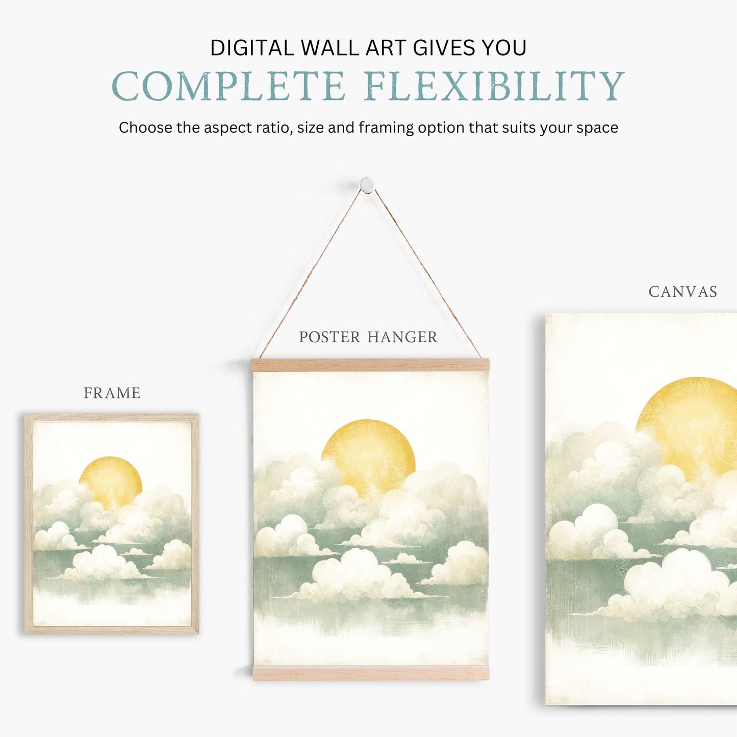 Vintage Cloud Print, Sunset Wall Decor, Rustic Home Accent - WildfieldPrints
