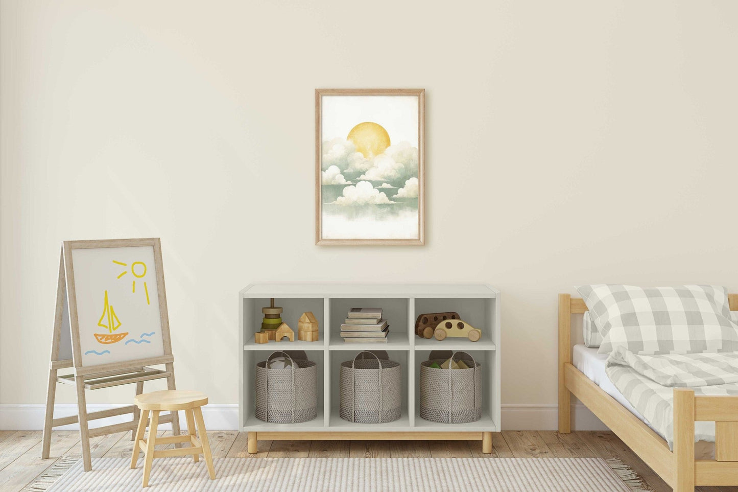 Vintage Cloud Print, Sunset Wall Decor, Rustic Home Accent - WildfieldPrints