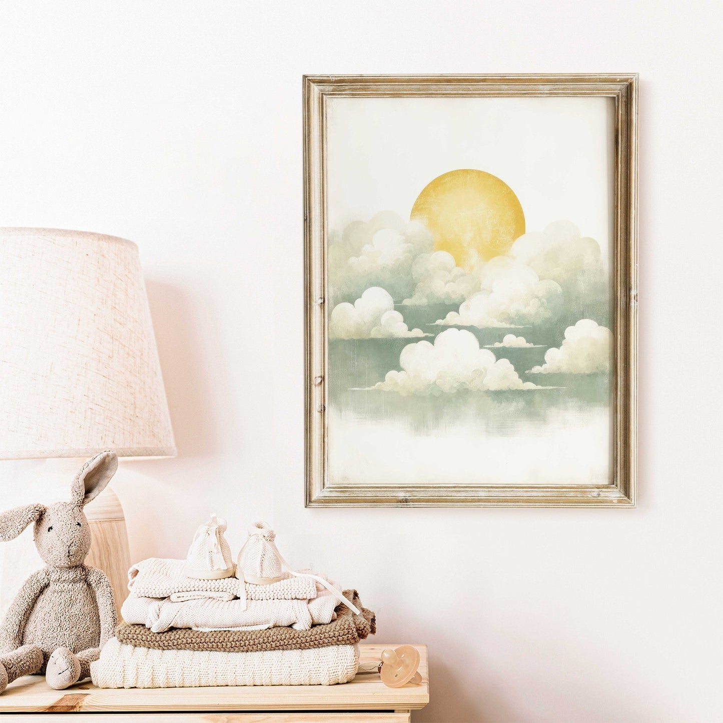 Vintage Cloud Print, Sunset Wall Decor, Rustic Home Accent - WildfieldPrints