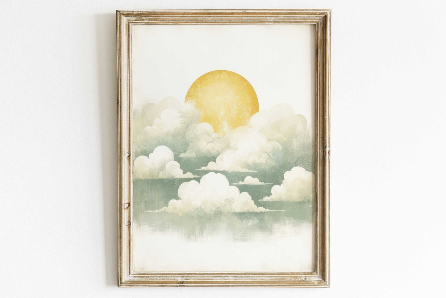 Vintage Cloud Print, Sunset Wall Decor, Rustic Home Accent - WildfieldPrints