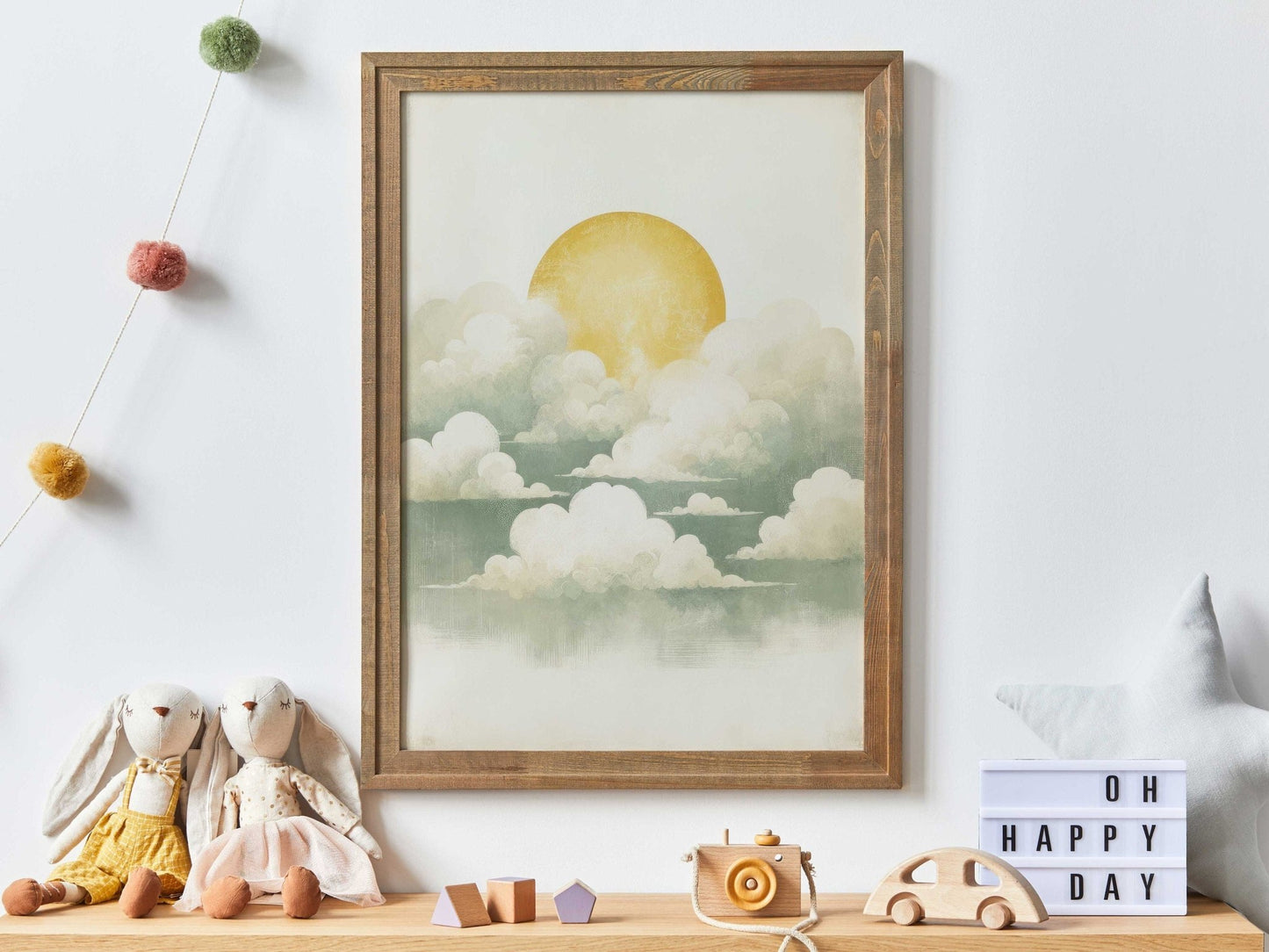 Vintage Cloud Print, Sunset Wall Decor, Rustic Home Accent - WildfieldPrints