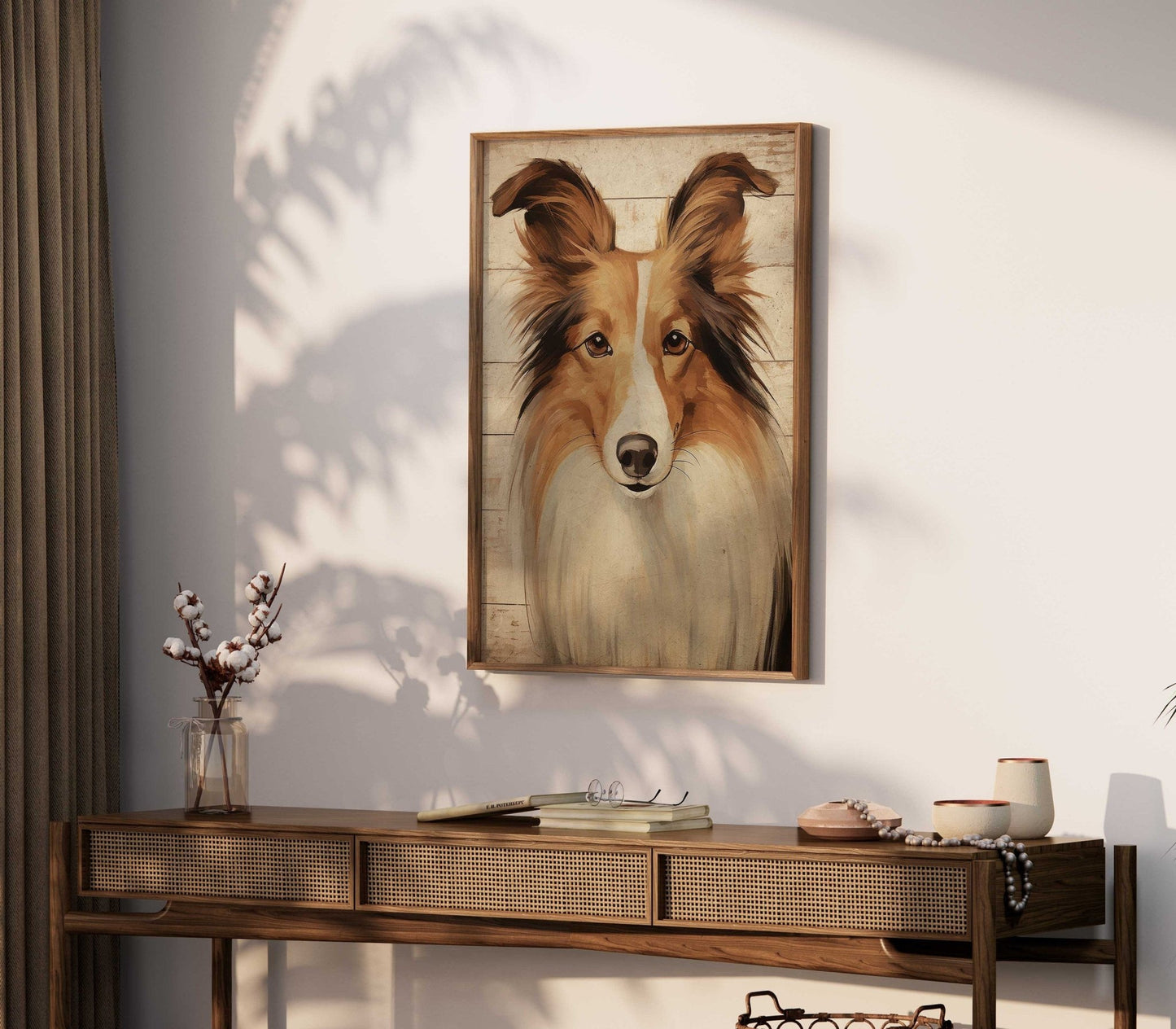 Vintage Collie Print, Rustic Dog Decor, Collie Portrait, Wall Art - WildfieldPrints