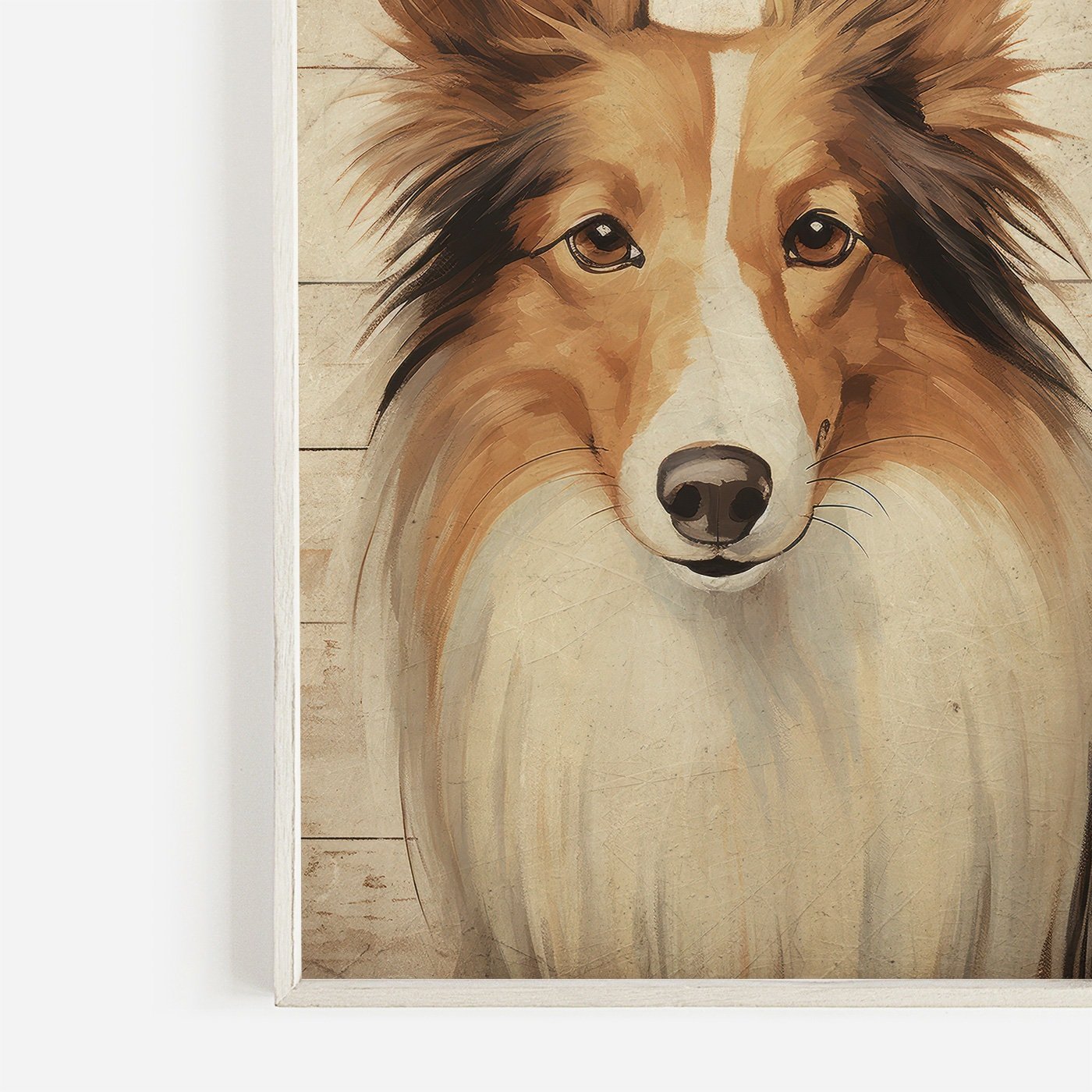 Vintage Collie Print, Rustic Dog Decor, Collie Portrait, Wall Art - WildfieldPrints