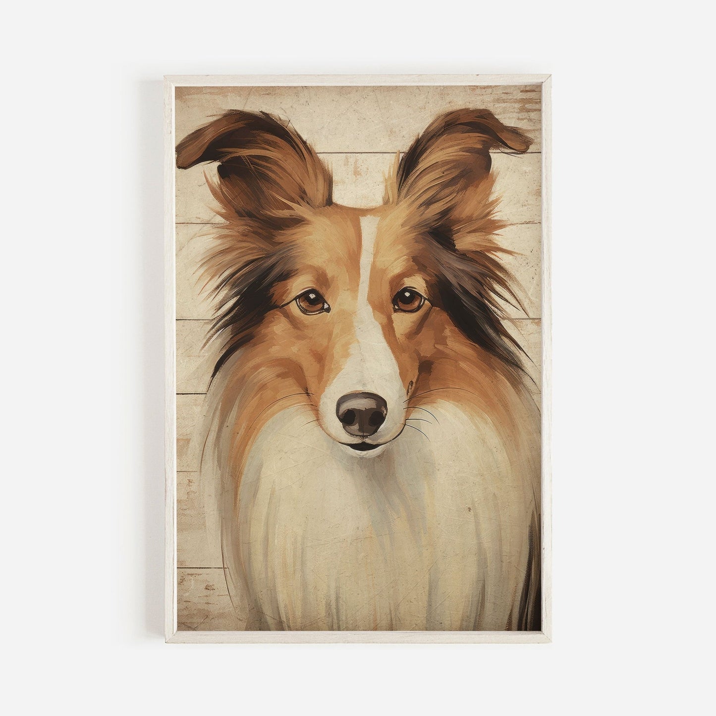Vintage Collie Print, Rustic Dog Decor, Collie Portrait, Wall Art - WildfieldPrints