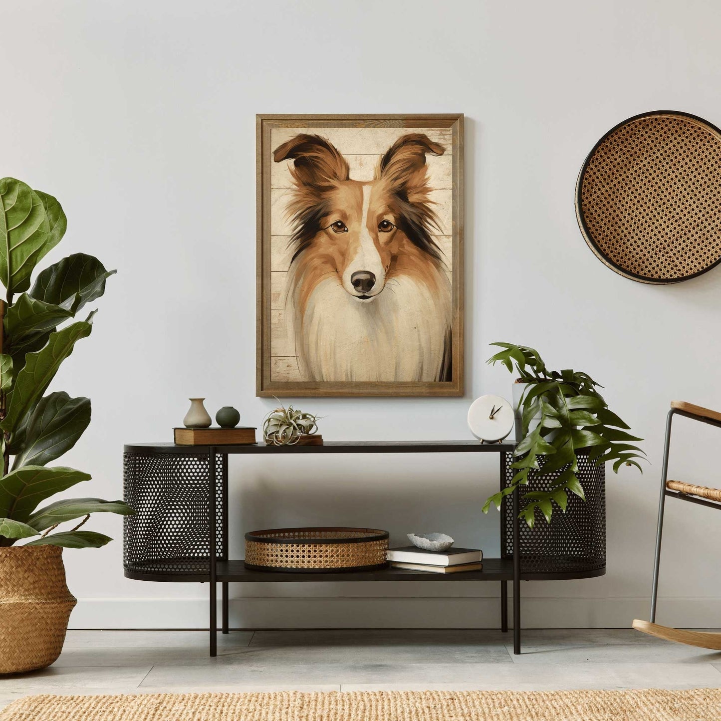 Vintage Collie Print, Rustic Dog Decor, Collie Portrait, Wall Art - WildfieldPrints