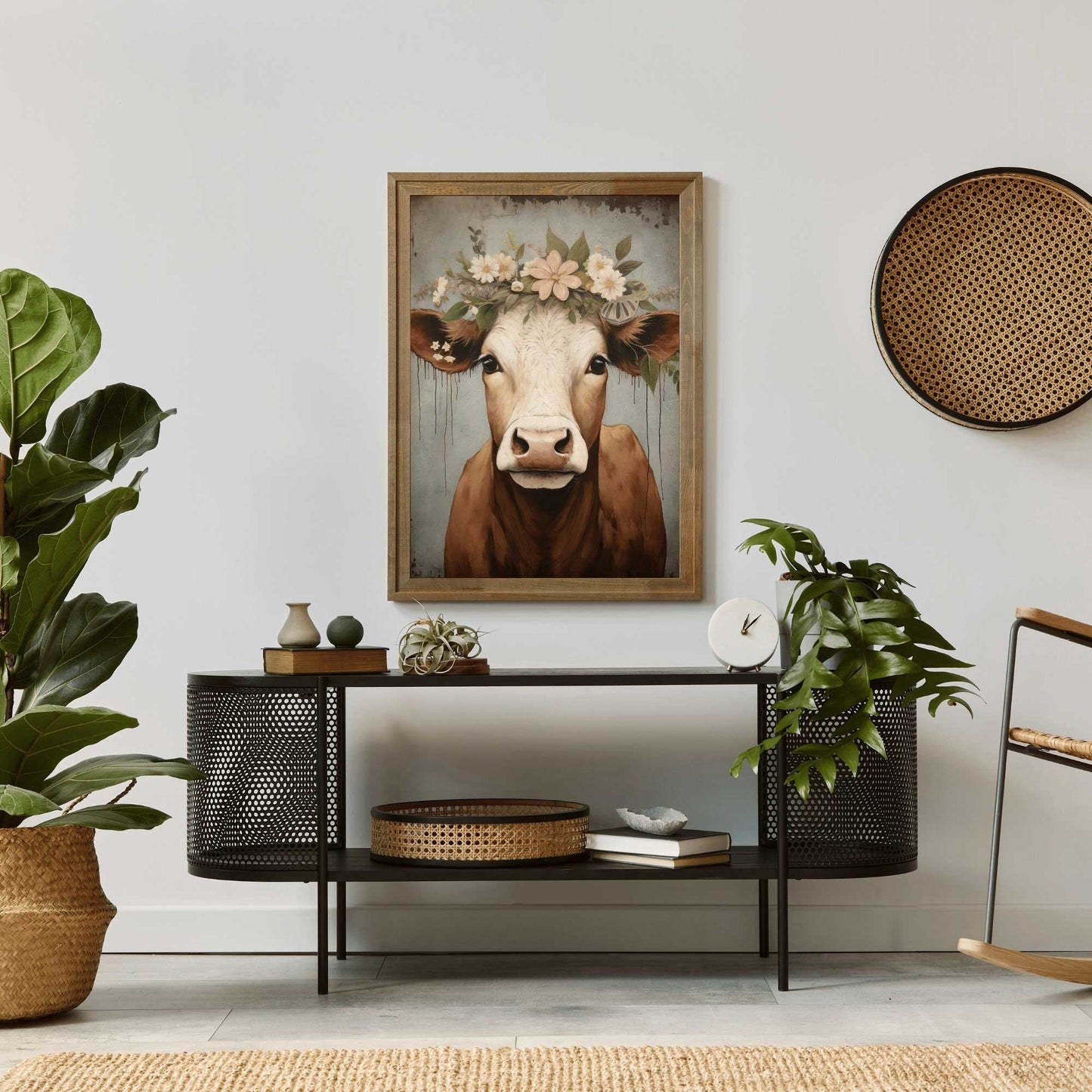 Vintage Cow Portrait, Rustic Farmhouse Wall Art, Country Decor - WildfieldPrints