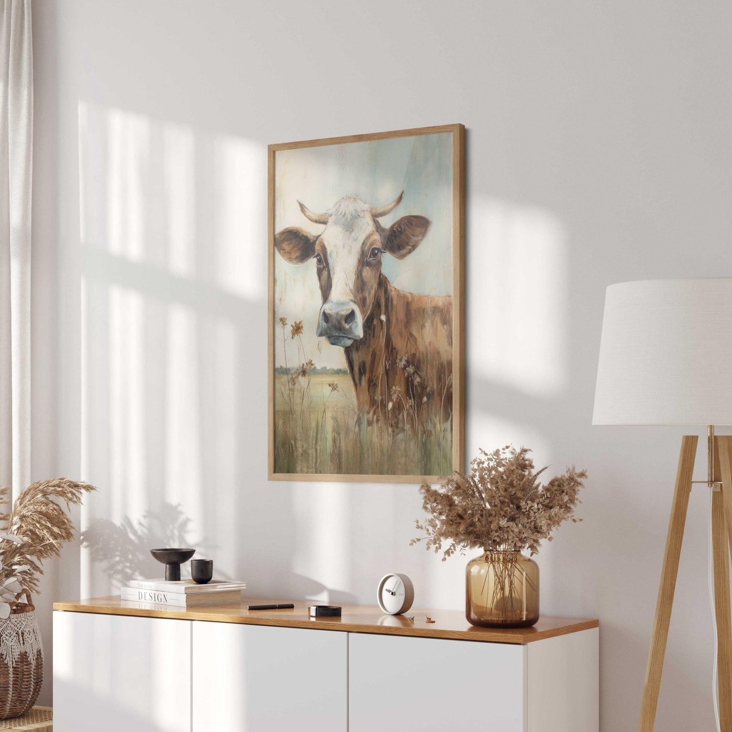 Vintage Cow Portrait, Whimsical Wall Art, Farmhouse Decor, Animal Print - WildfieldPrints