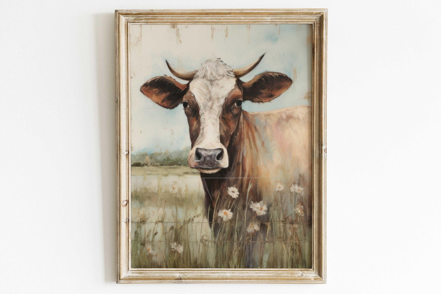 Vintage Cow Portrait, Whimsical Wall Art, Farmhouse Decor, Animal Print - WildfieldPrints