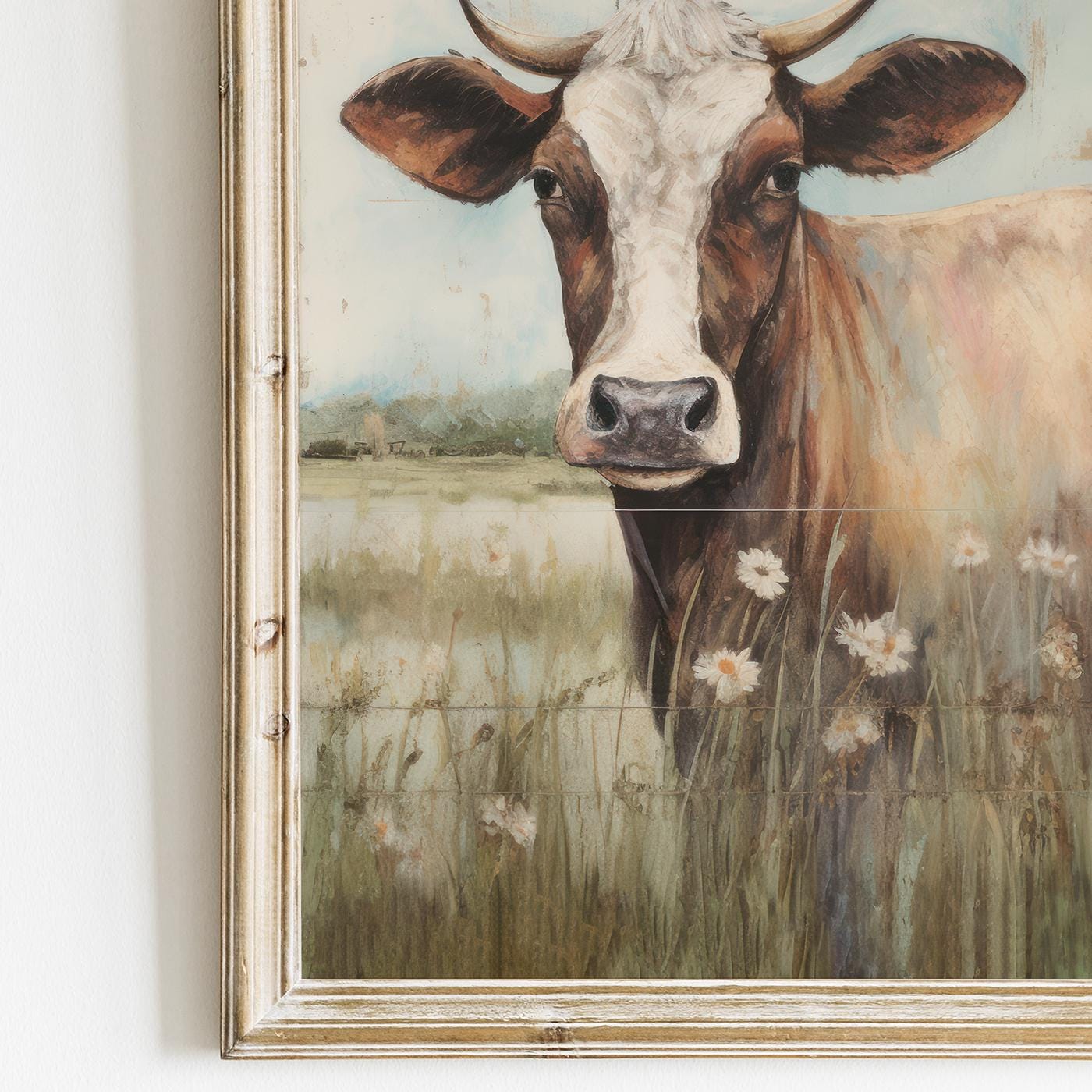 Vintage Cow Portrait, Whimsical Wall Art, Farmhouse Decor, Animal Print - WildfieldPrints