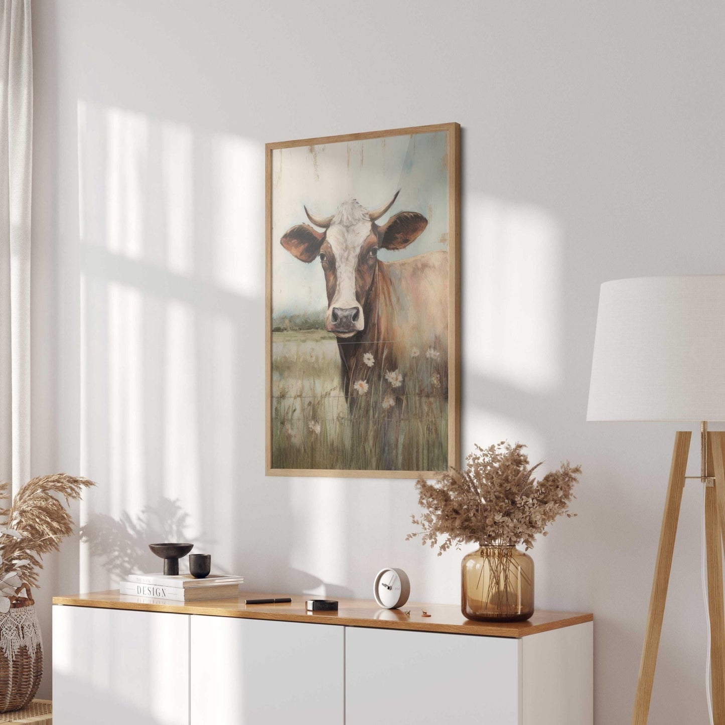 Vintage Cow Portrait, Whimsical Wall Art, Farmhouse Decor, Animal Print - WildfieldPrints
