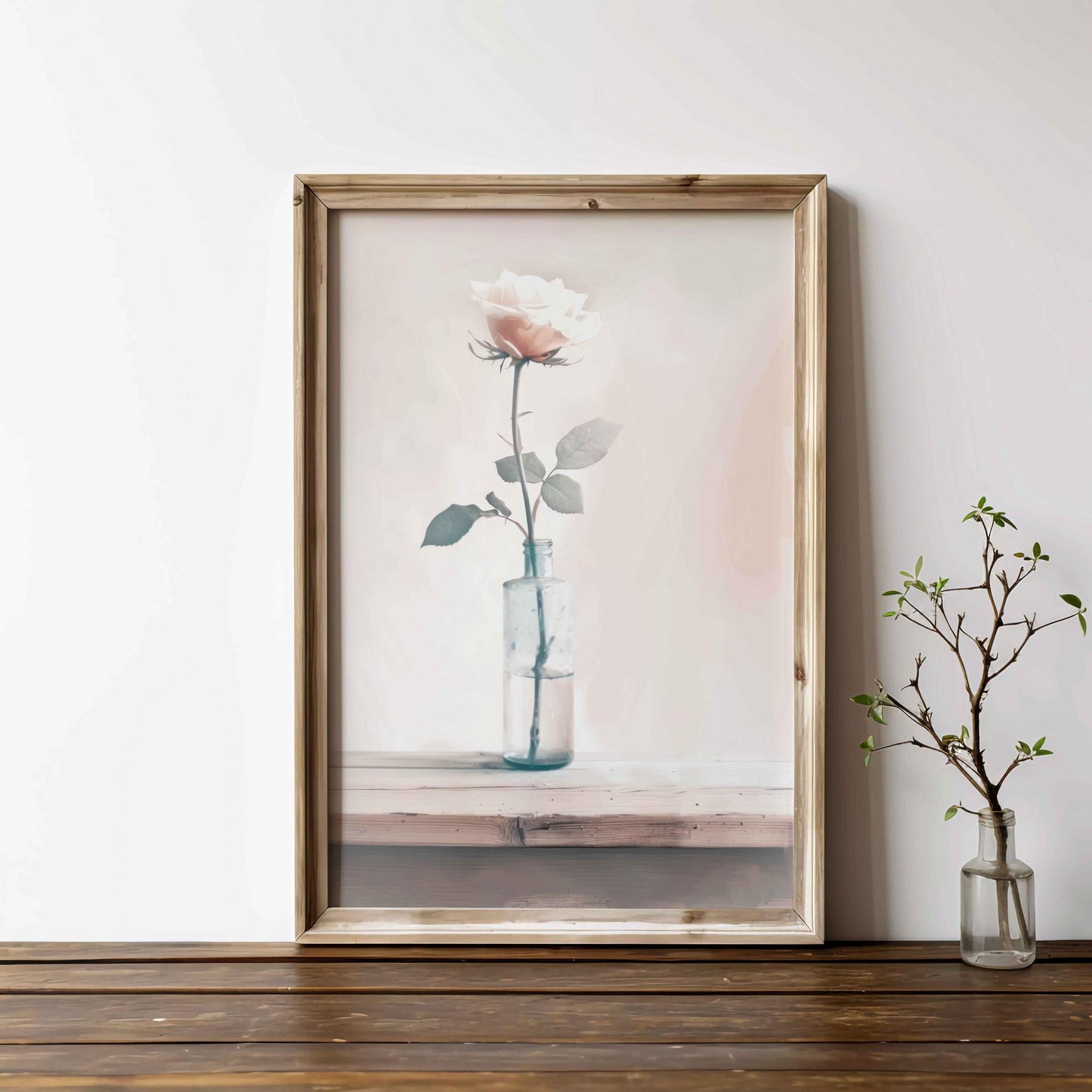 Vintage Floral Print, Pink Rose Wall Art, Country Style Decor - WildfieldPrints