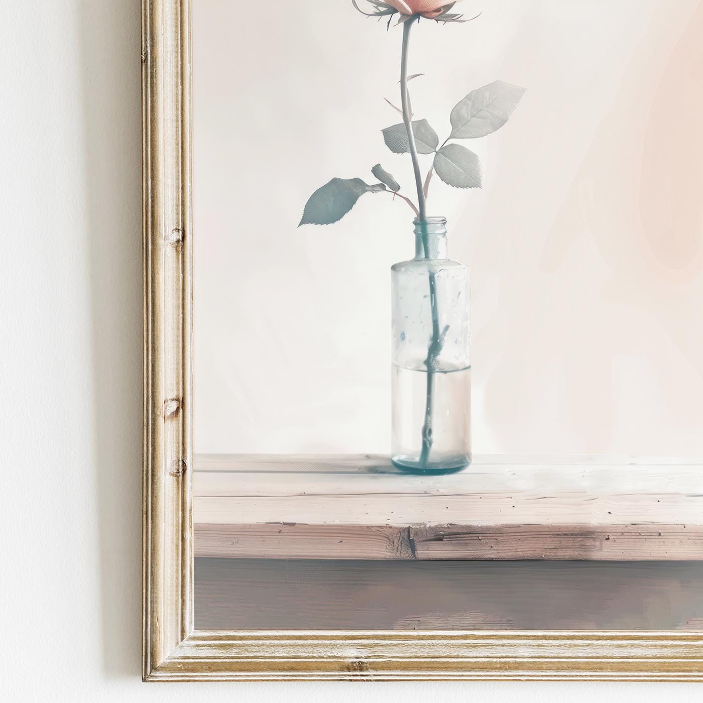 Vintage Floral Print, Pink Rose Wall Art, Country Style Decor - WildfieldPrints