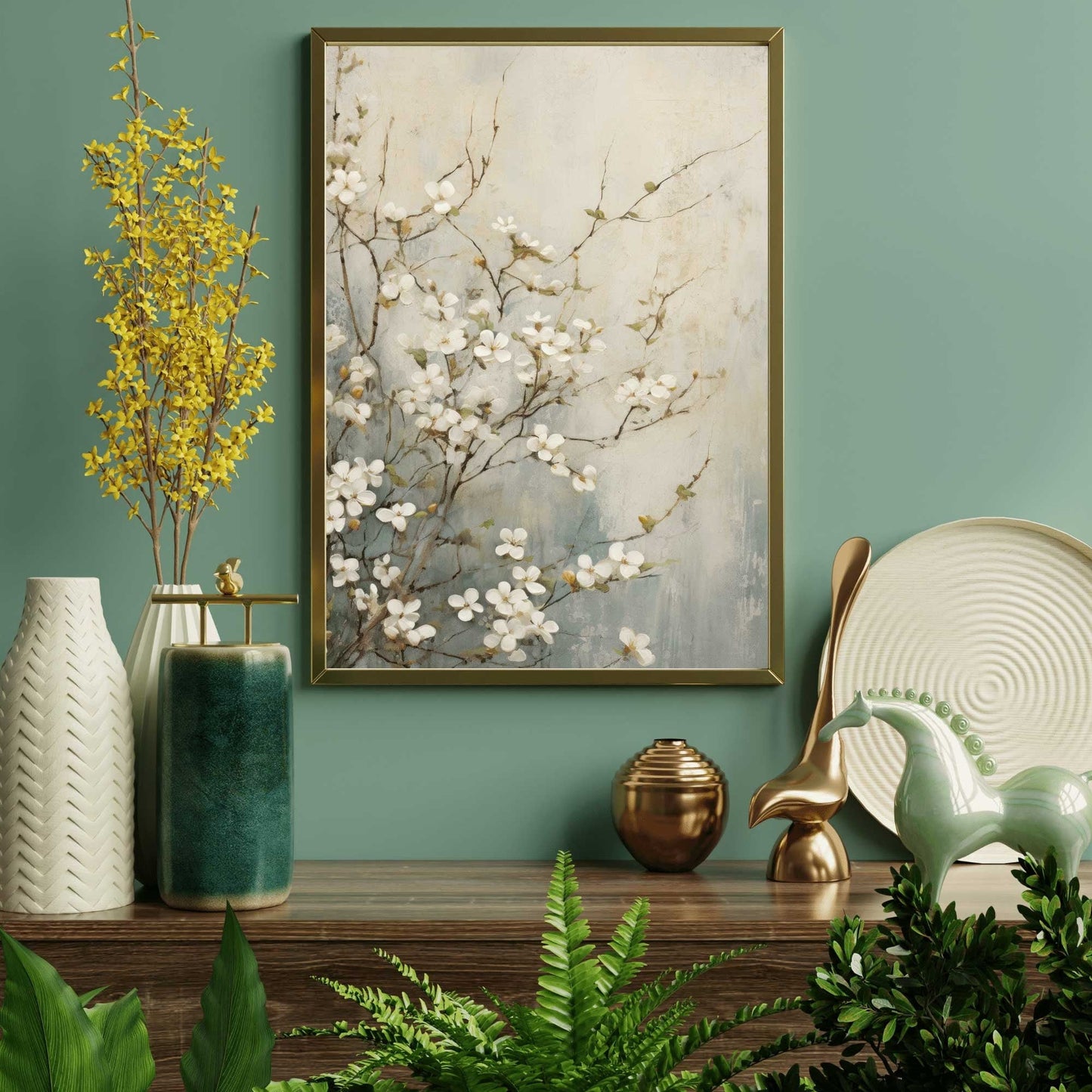 Vintage Floral Wall Art, White Flower Print, Rustic Home Decor - WildfieldPrints