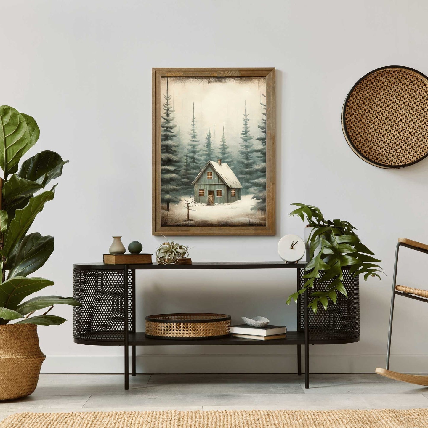 Vintage Forest Cabin Print, Rustic Home Decor, Cottage Wall Art - WildfieldPrints