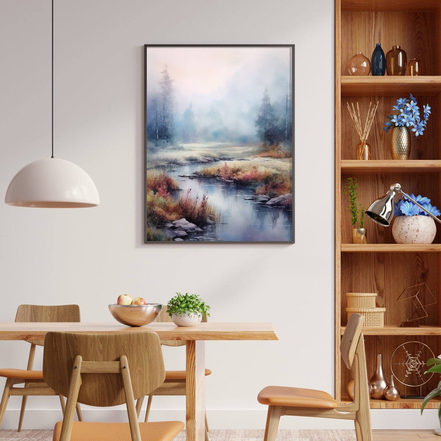 Vintage Forest Painting, Rustic Home Decor, Watercolor Landscape Art - WildfieldPrints