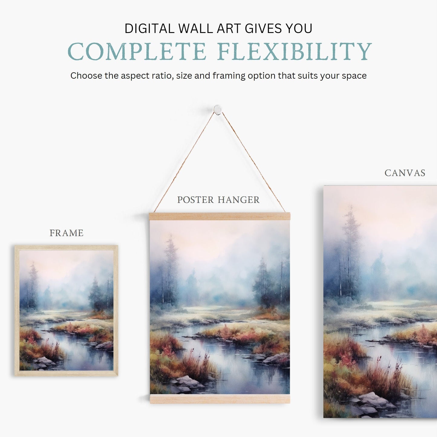 Vintage Forest Painting, Rustic Home Decor, Watercolor Landscape Art - WildfieldPrints