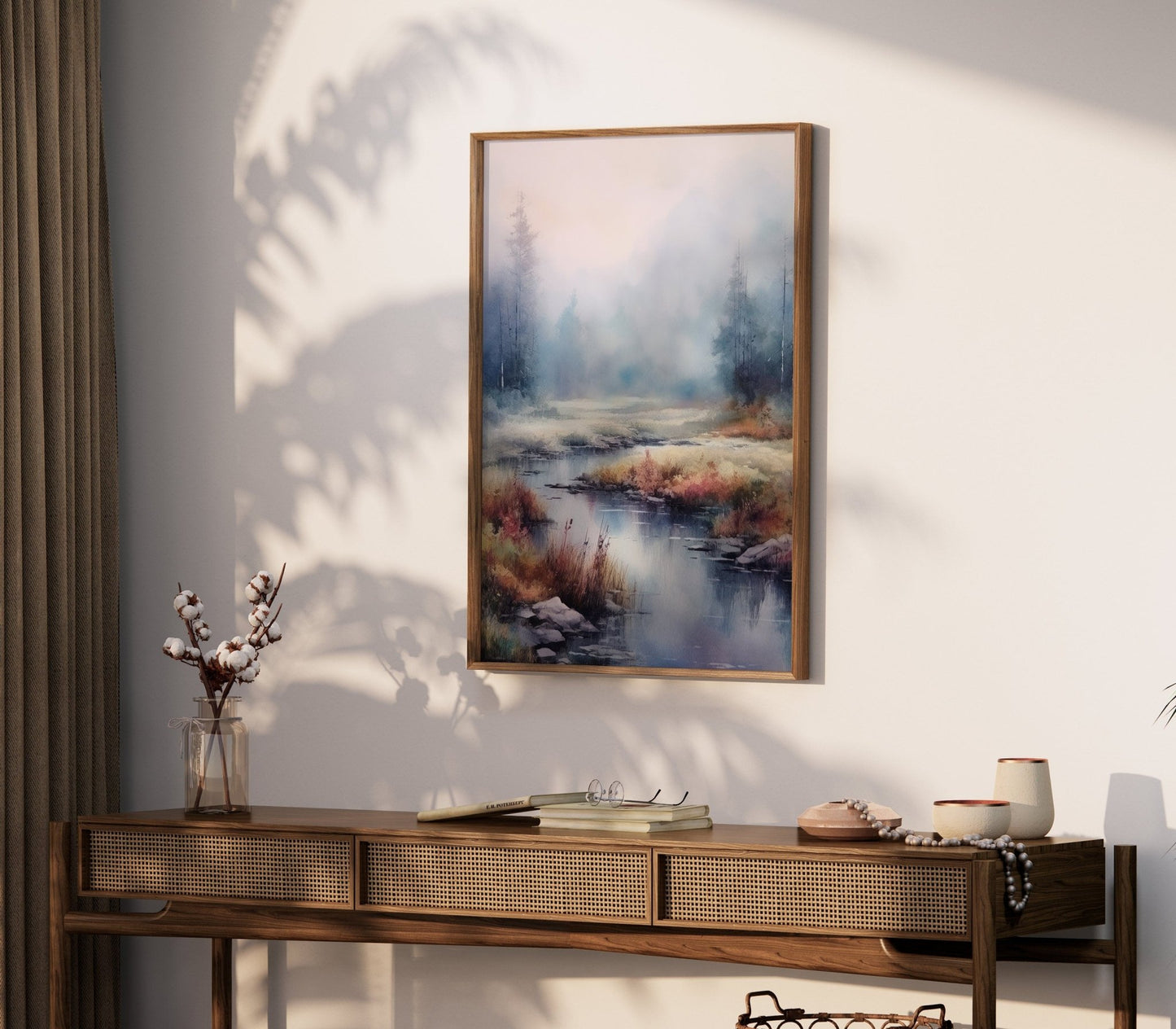 Vintage Forest Painting, Rustic Home Decor, Watercolor Landscape Art - WildfieldPrints