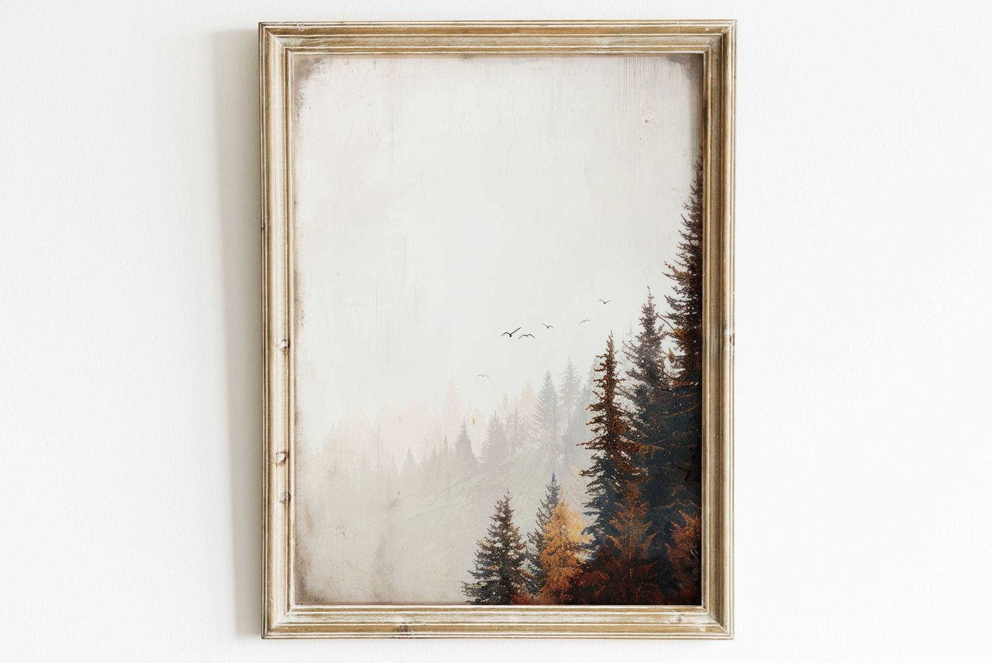 Vintage Forest Print, Autumn Landscape Wall Art, Rustic Decor - WildfieldPrints