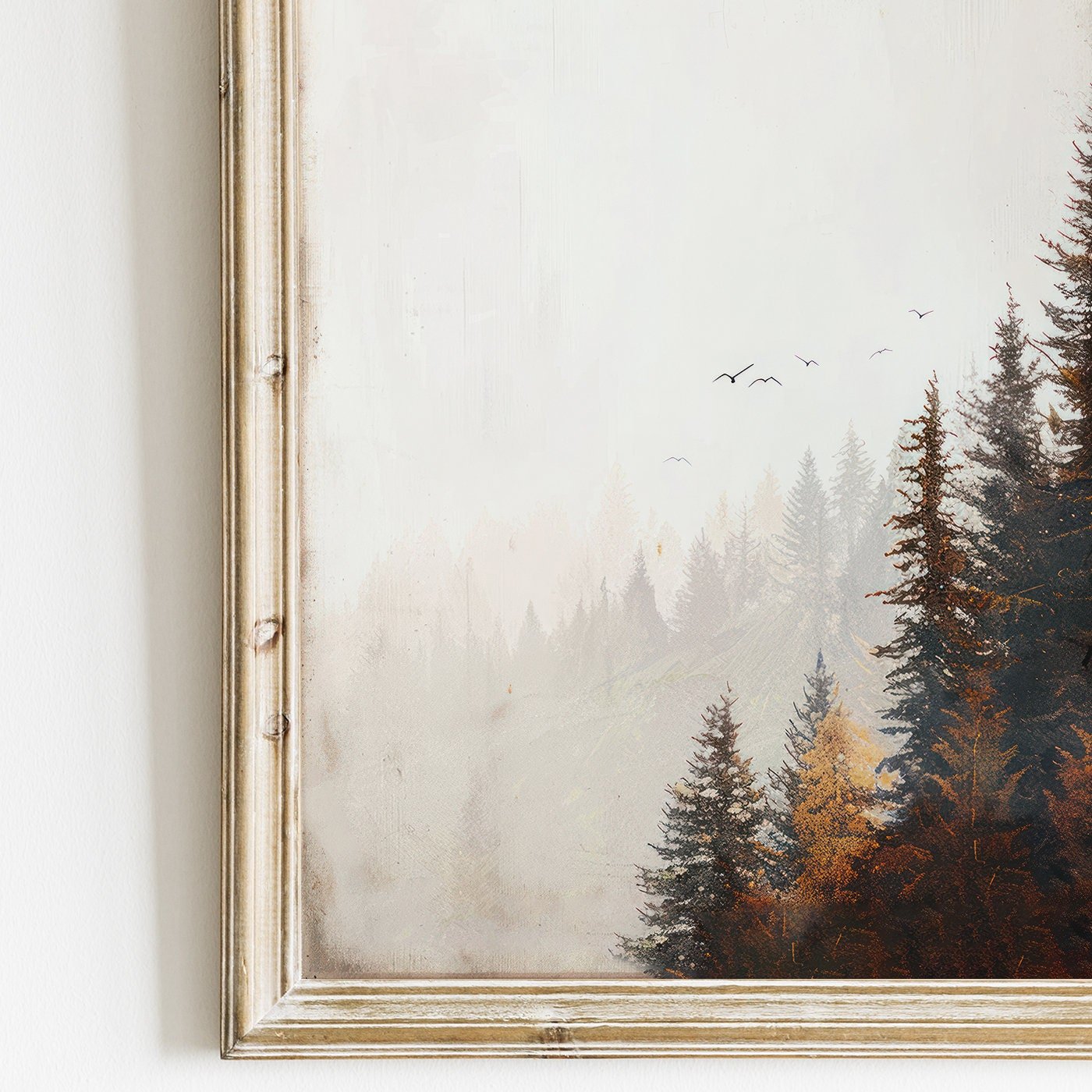 Vintage Forest Print, Autumn Landscape Wall Art, Rustic Decor - WildfieldPrints