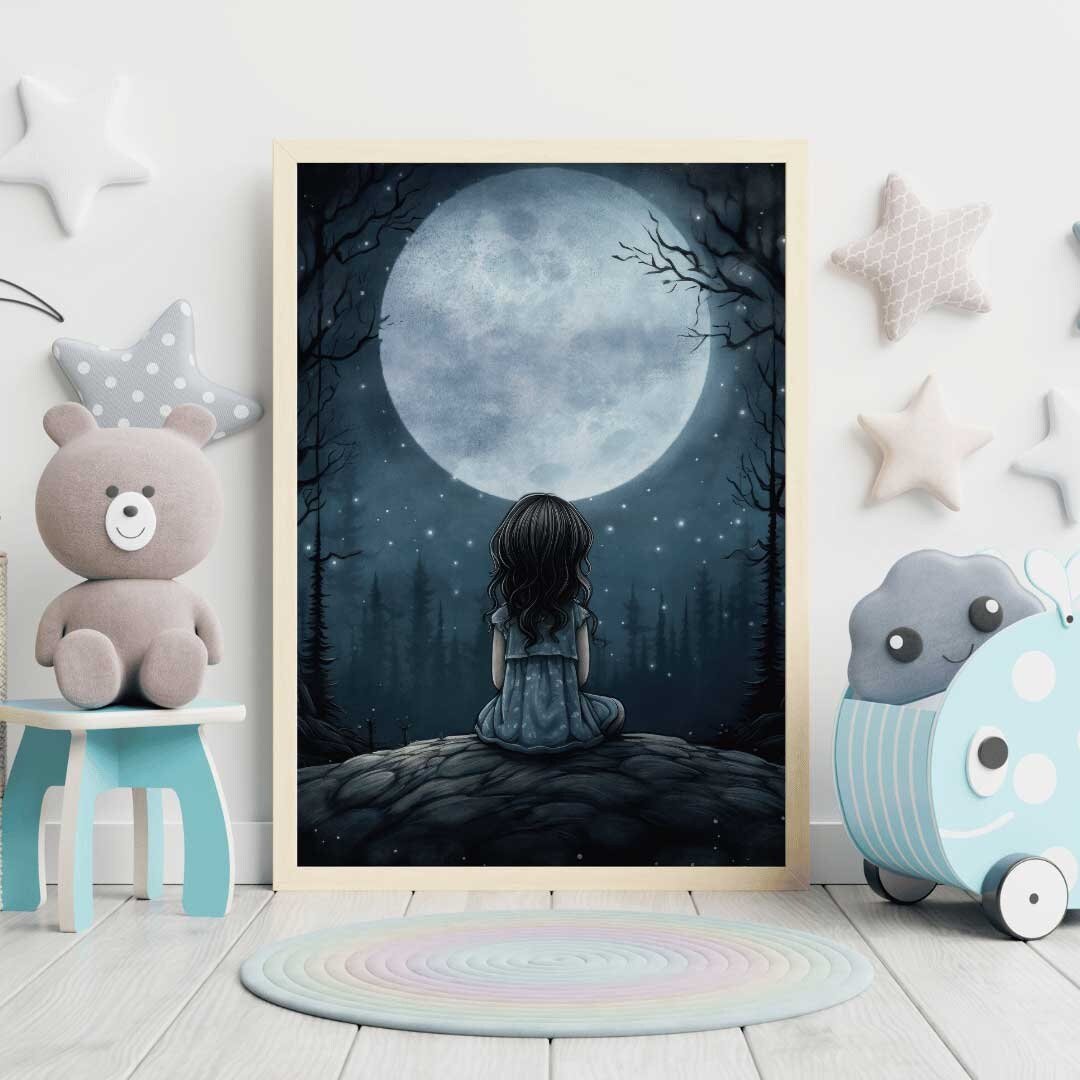 Vintage Girl's Room Wall Art, Stars & Moon Nursery Decor, Adventure Theme - WildfieldPrints